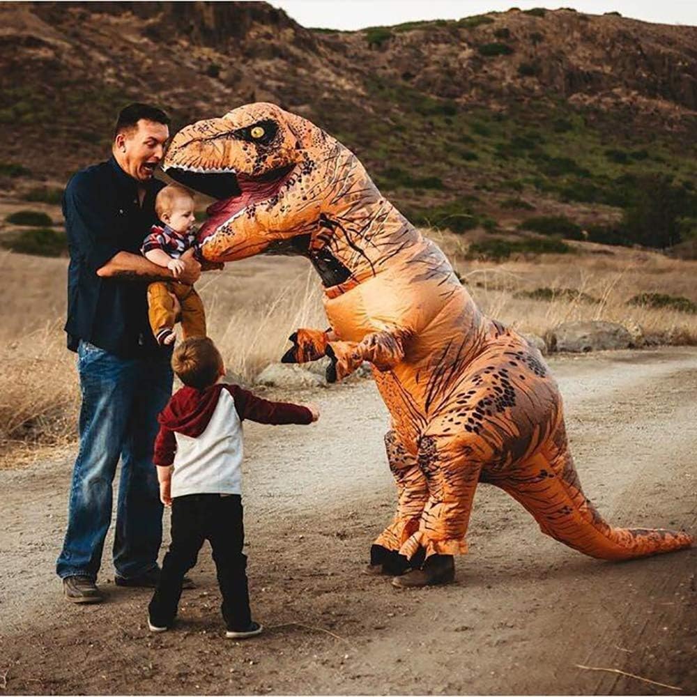 Indimization Inflatable Dinosaur Costume Adult Blow up T-rex Costumes Inflatable Dino Suit Halloween Costumes Party Fancy Dress for Adult