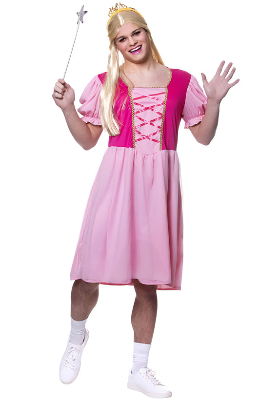 Adult Mens Princess Fancy Dress Costume - Funny Pink Party Outfit