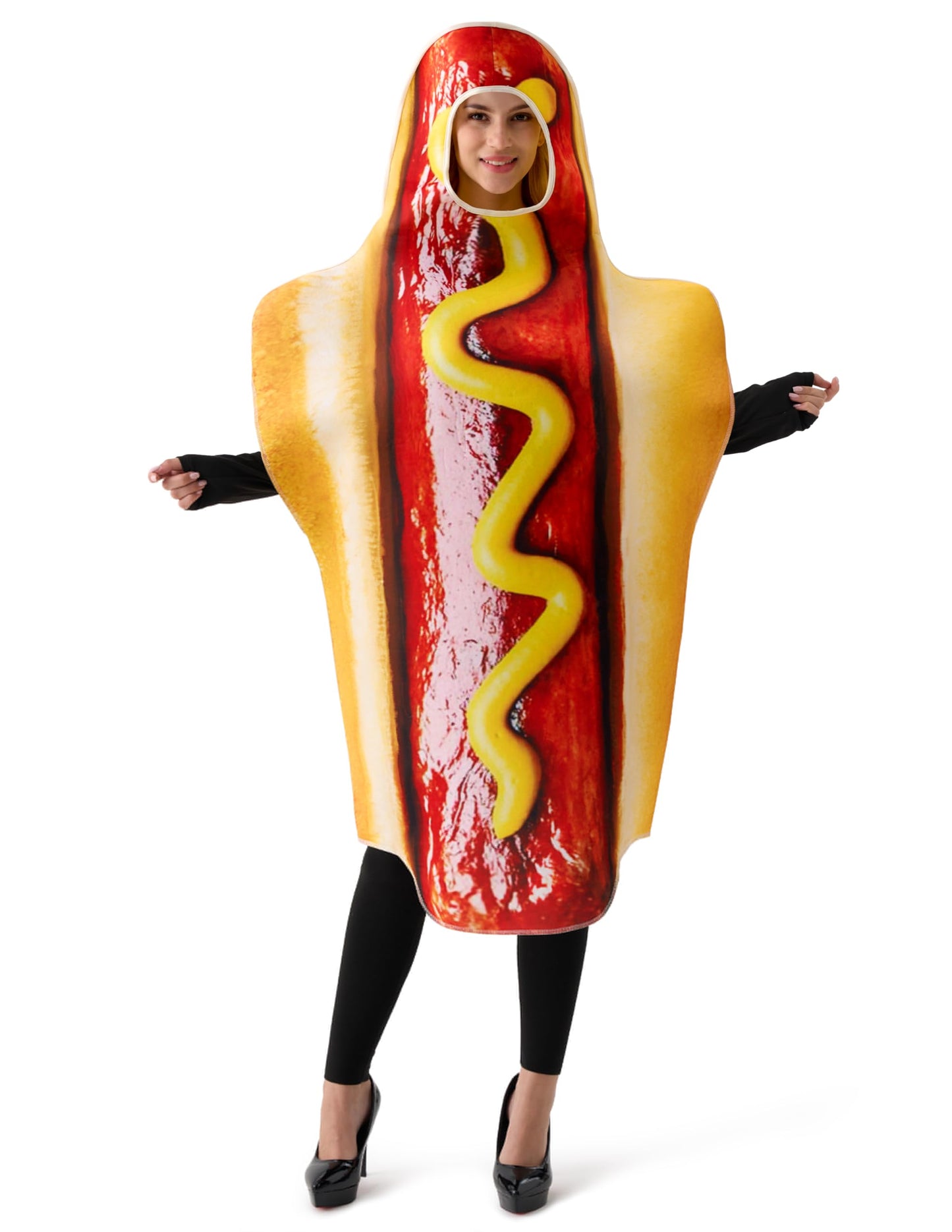Spooktacular Creations Couple HotDog Costume Adult Digital Printing Food Costume Outfit for Halloween Dress Up Party-S-M