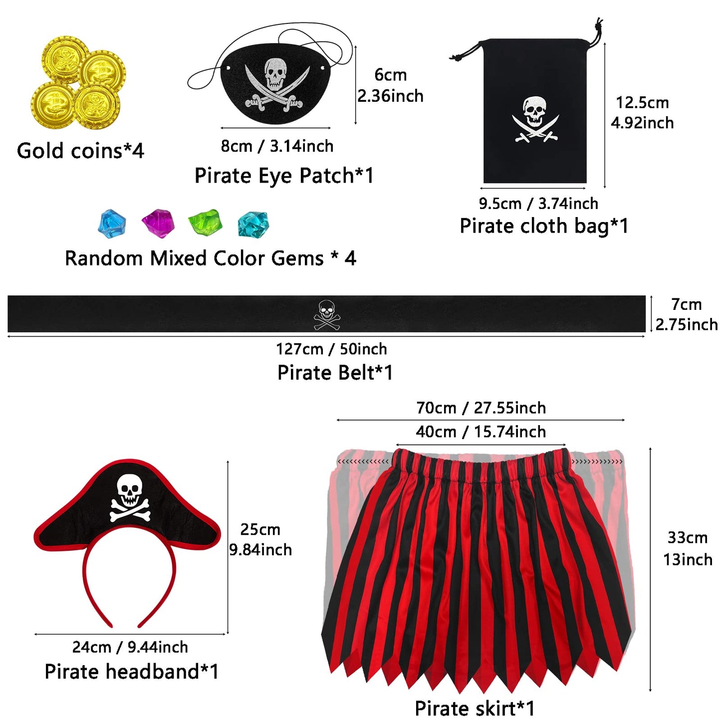 Wonsta Caribbean Pirate Costume Girls Fancy Dress Girls Role Play Dress Up Party Pirate Themed Birthday Party Halloween Costume