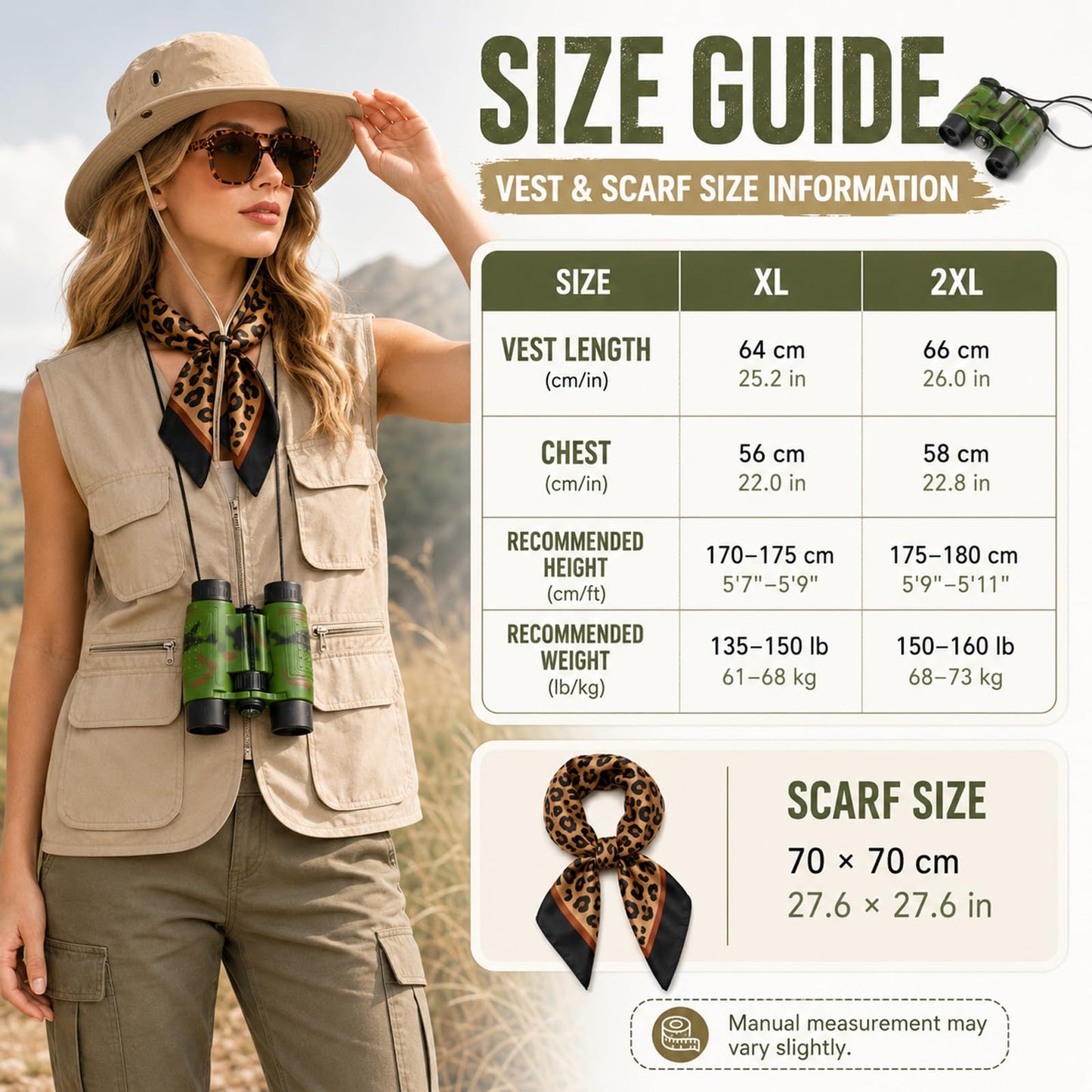 Safari Costume Set Safari Vest Outfit Adults with Safaris Hat (image 2)
