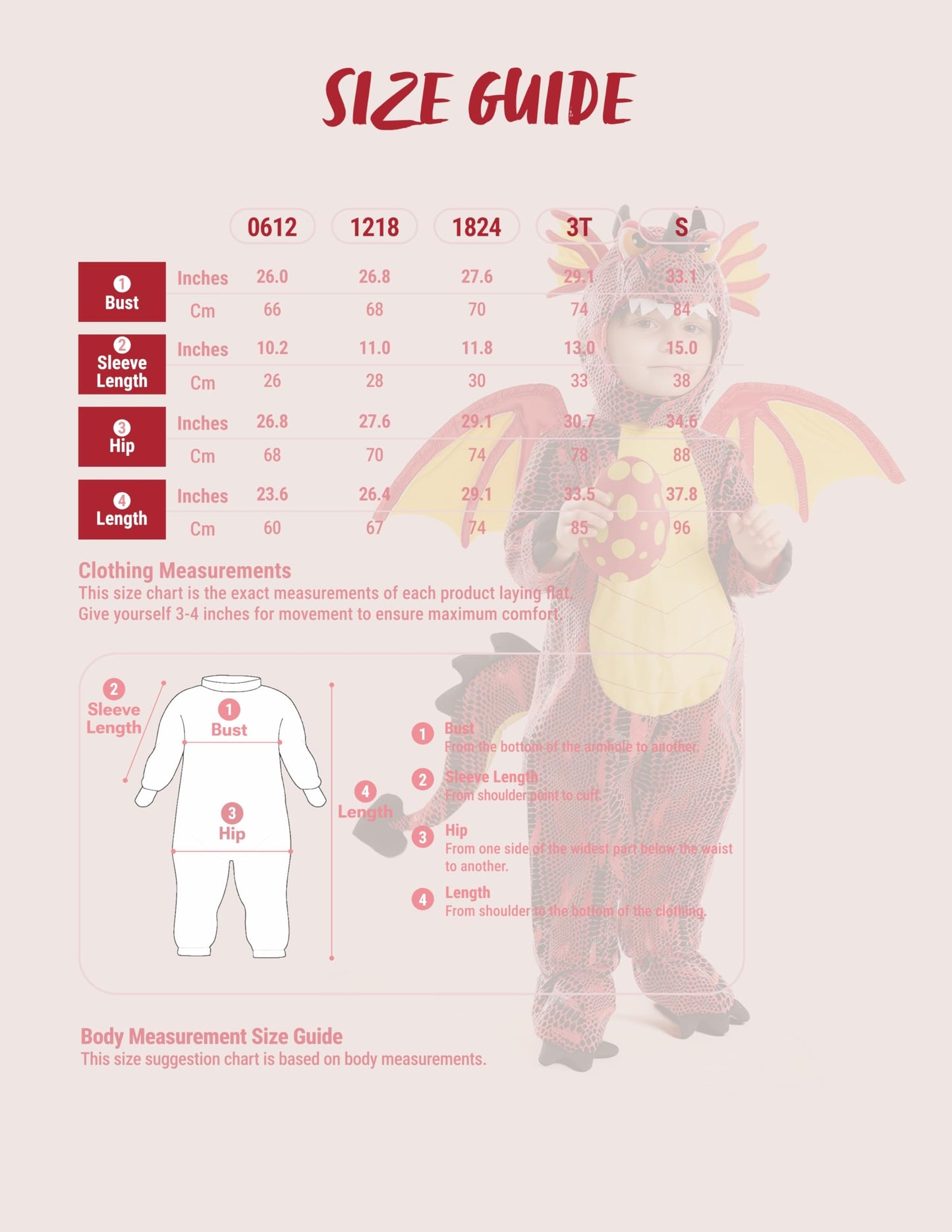 Spooktacular Creations Child Dragon Costume for Halloween Trick or Treating Dinosaur Dress-up Role Playing (Red)