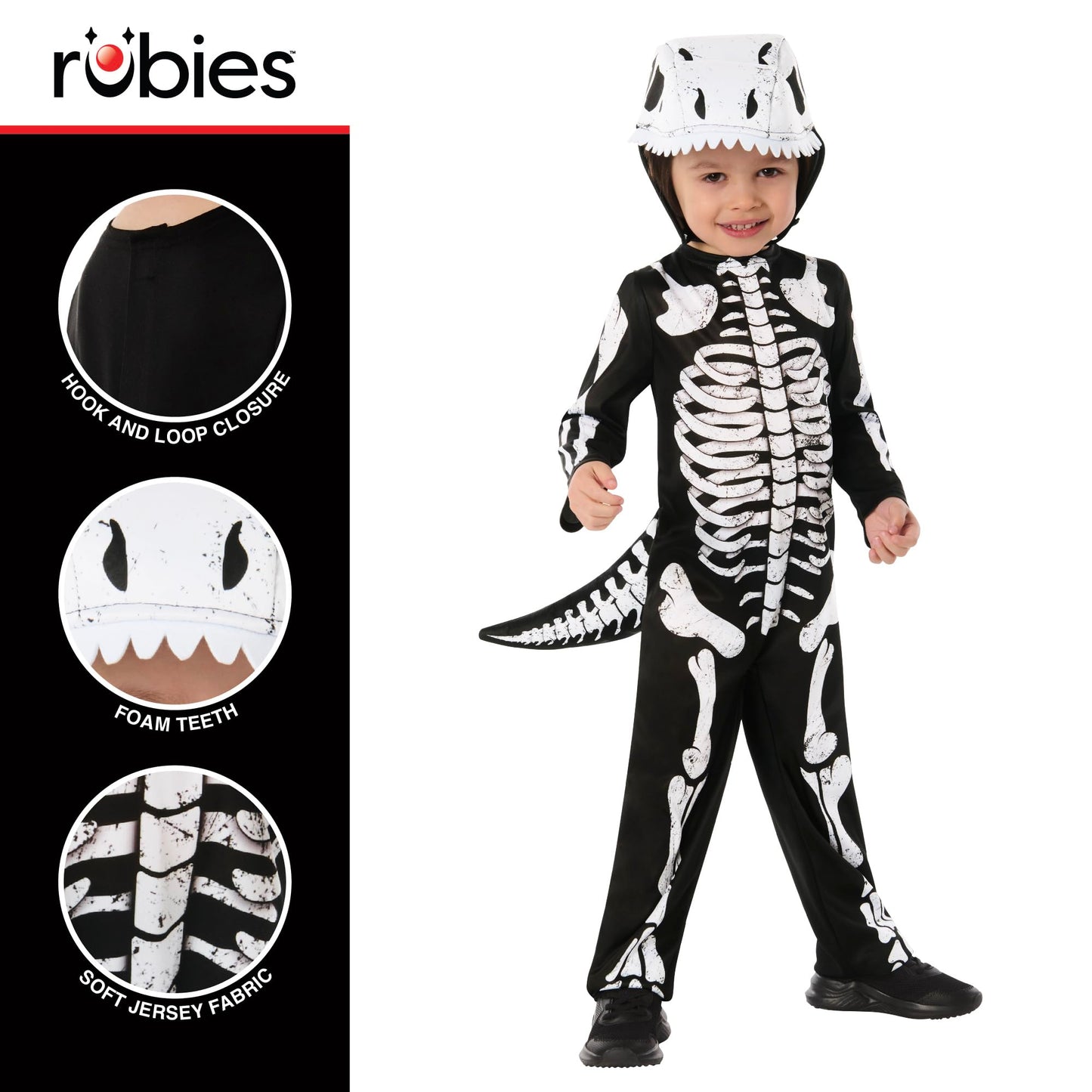 Rubies Official Skeleton Dinosaur Costume, Kids Fancy Dress, Size Age 5-6 Years Halloween