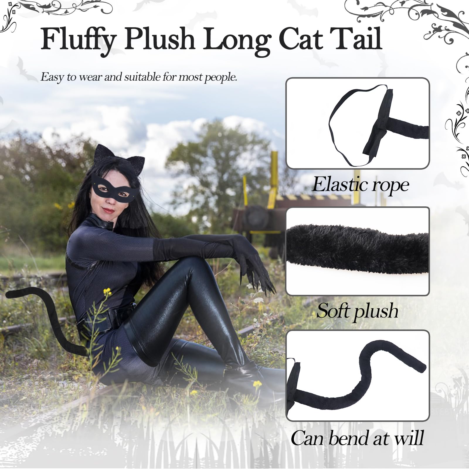 Catwoman Costume Accessories - Black Cat Cosplay Set with Cat Ear (image 4)