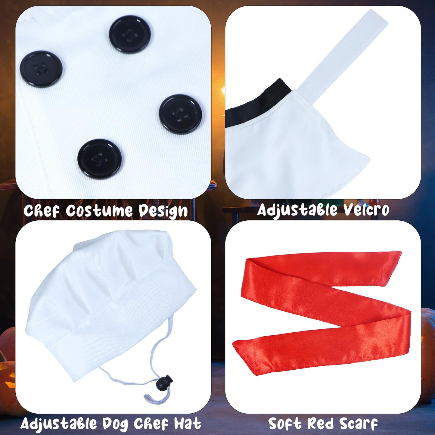 Dog Chef Costume - Red Scarf - Hat & Clothes for - & Dogs