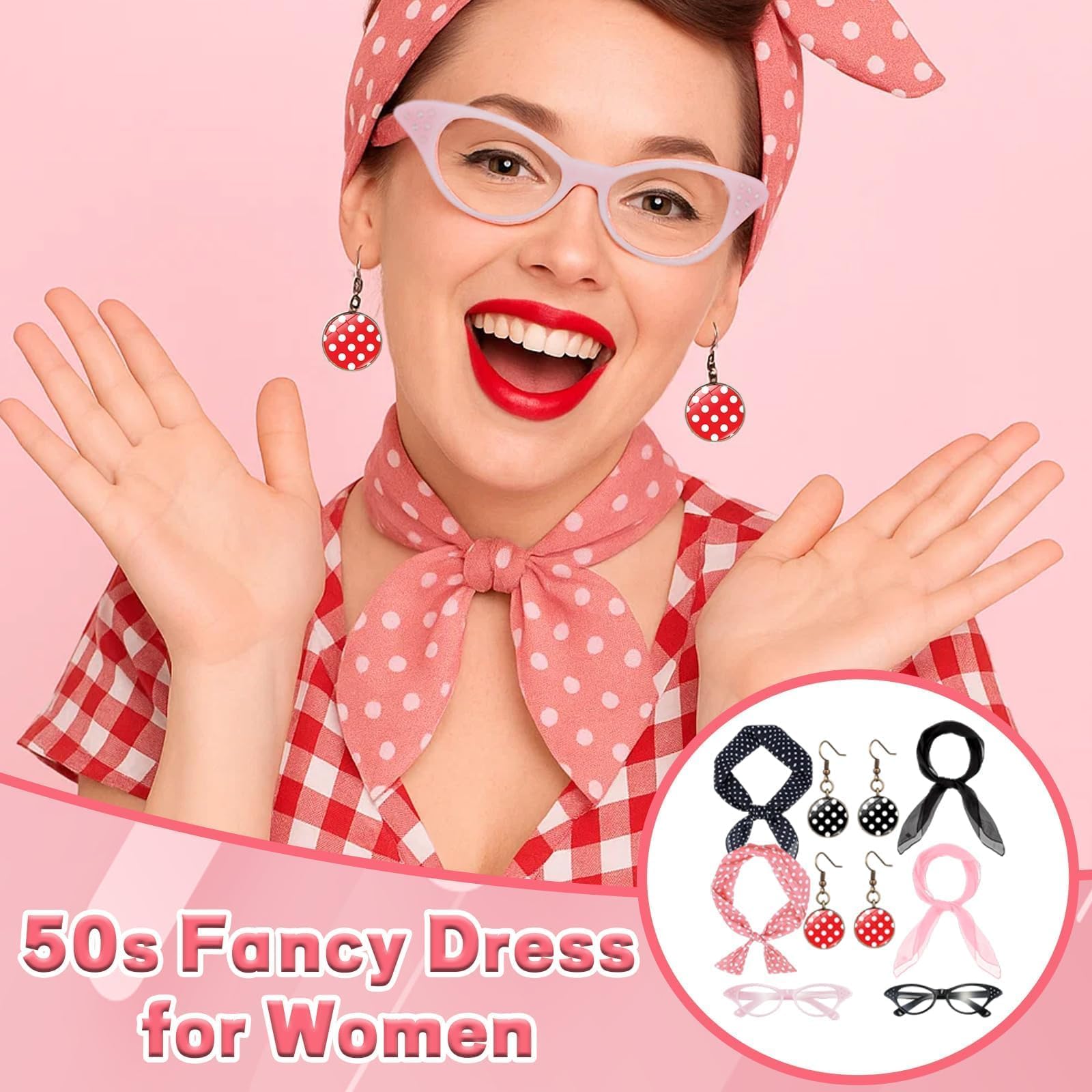 Pink Ladies Fancy Dress Accessories - 50s Ladies' Retro Costume (image 5)