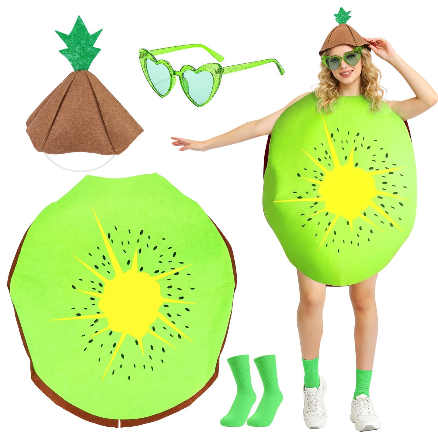 Kiwi Fruit Costume for Adults - Funny Fruit Fancy Dress Kit