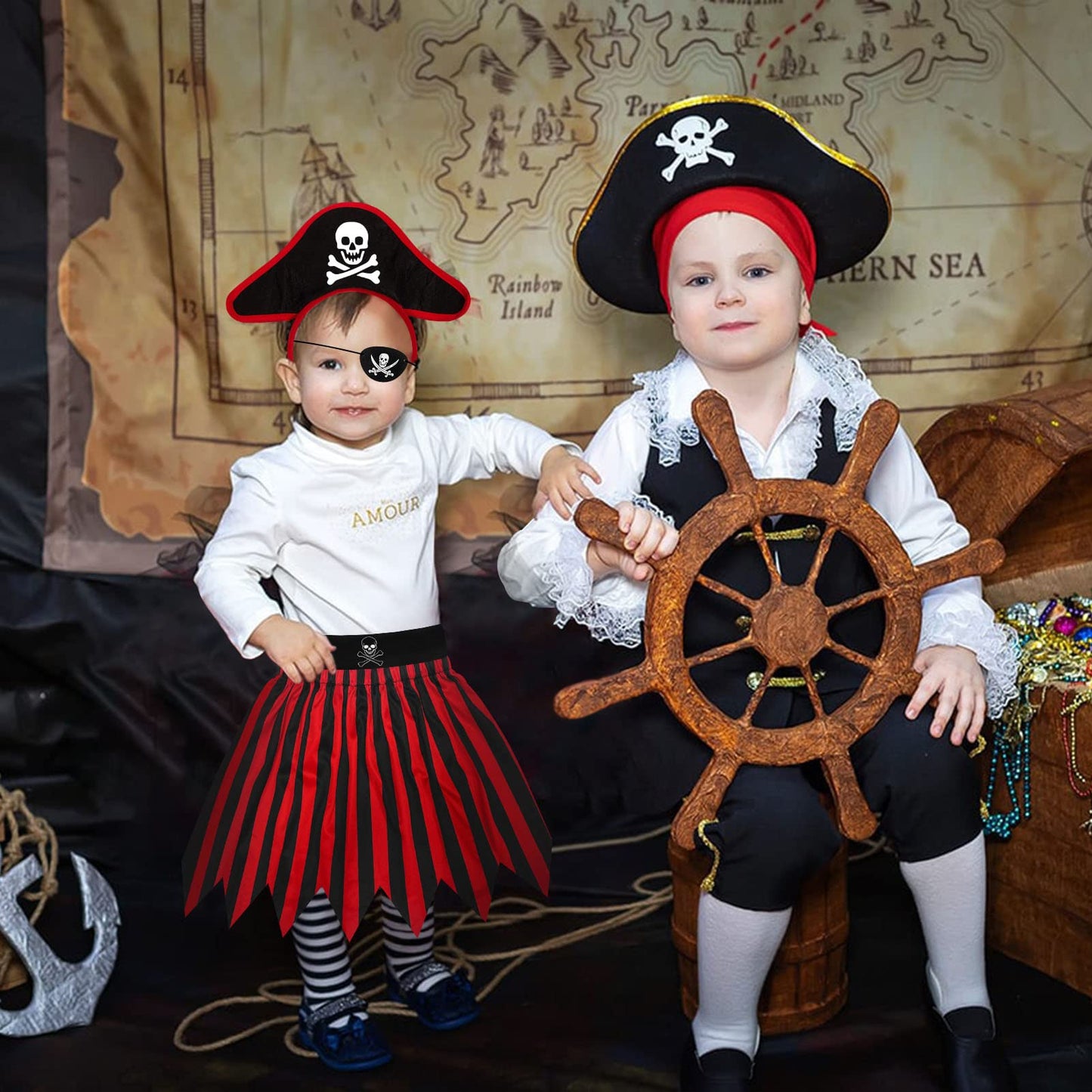 Wonsta Caribbean Pirate Costume Girls Fancy Dress Girls Role Play Dress Up Party Pirate Themed Birthday Party Halloween Costume