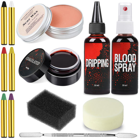 Halloween Makeup Kit - Scar Wax SFX Makeup Kit Fake Blood Set - Kit