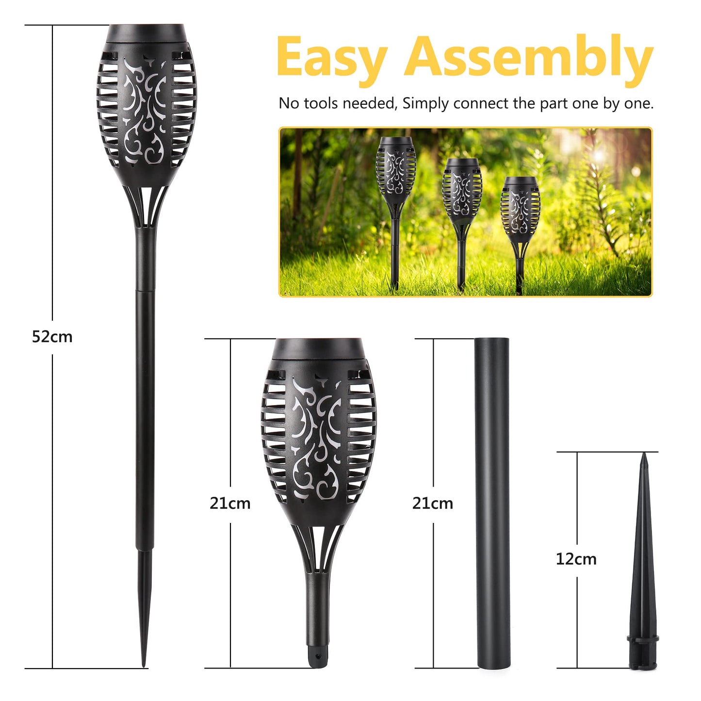 Geemoo 6 Pack Solar Flickering Dancing Flame Lights Purple Waterproof Solar Torch Lights for Outdoor Garden Patio Pathway Yard Driveway Halloween Decorative
