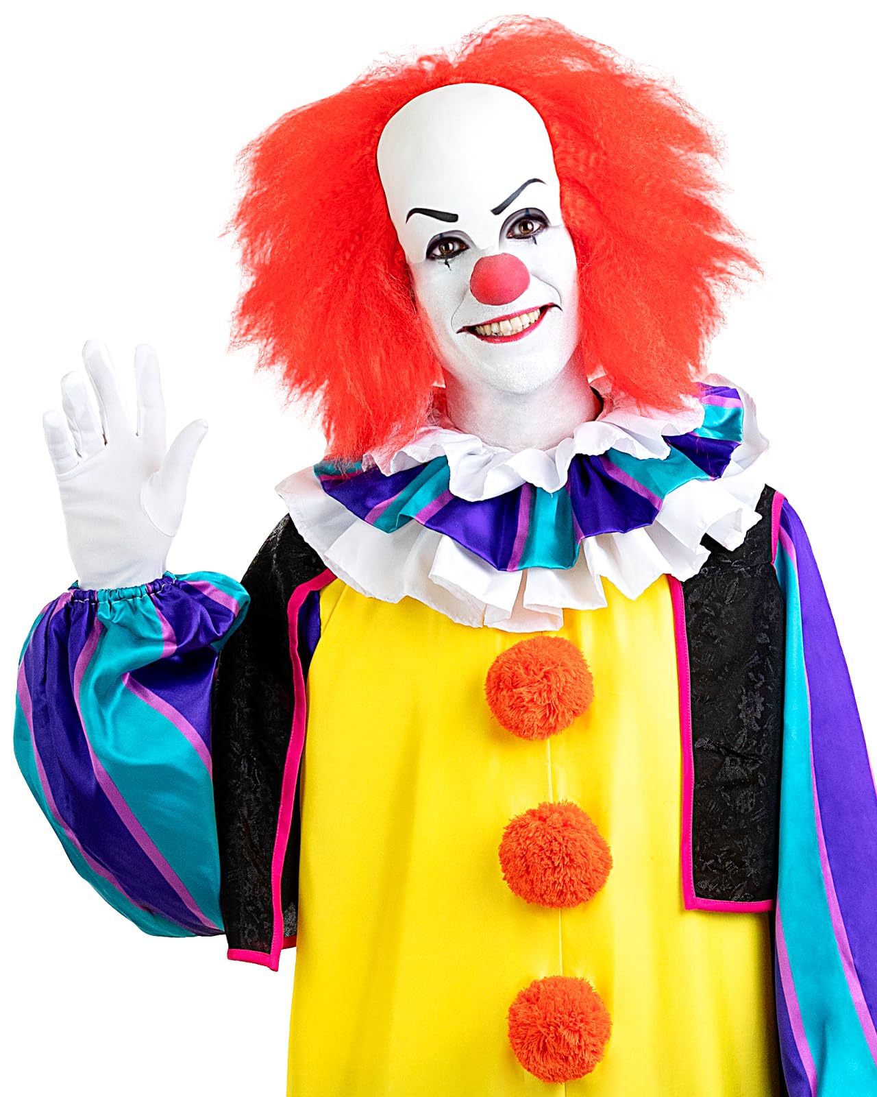 Funidelia Official Pennywise Costume - IT for Men, Includes jumpsuit, ruff, vest and gloves, Size M - Costume for adults for parties, Carnival and Halloween