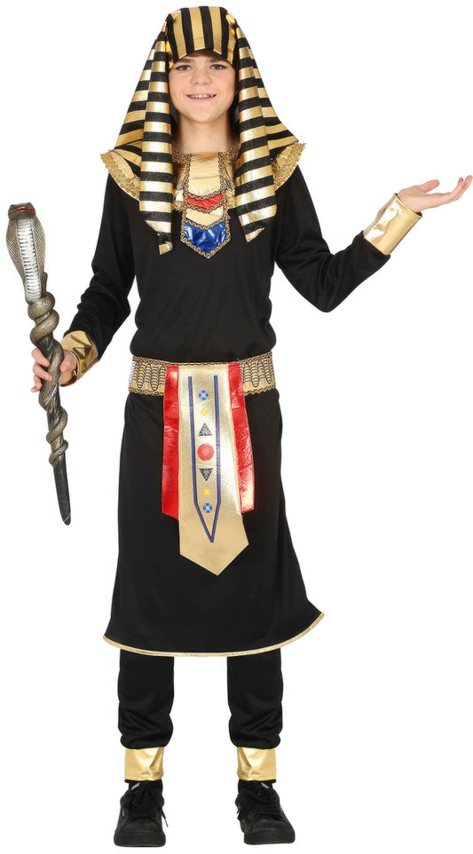 Egyptian Pharaoh teen costume in black and gold, front view