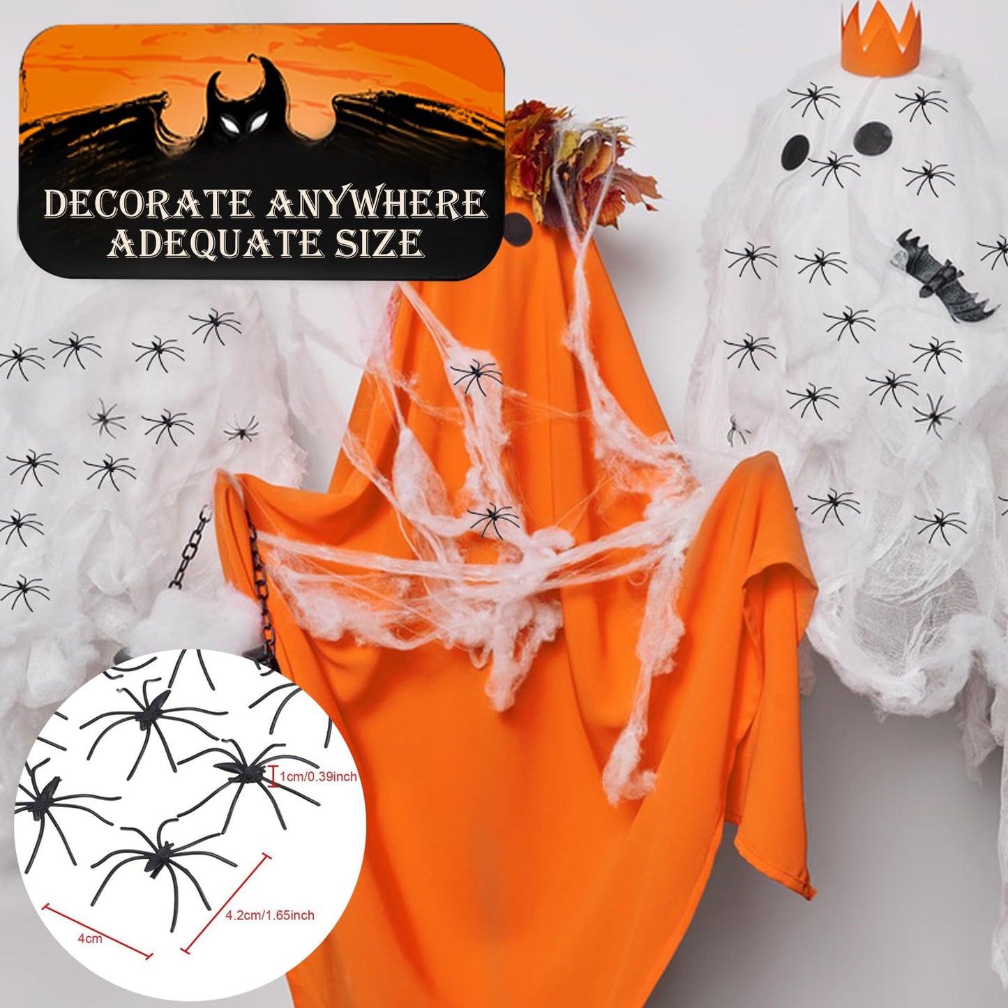 60g Halloween Spider Web Decorations, with 30pcs Fake Spiders, Stretchable Cobwebs for Halloween Decorations