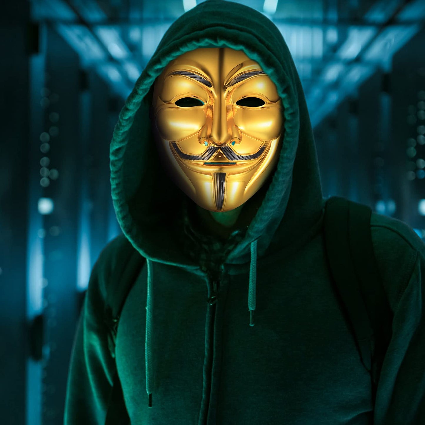 PanBeiQi V for Vendetta Guy Mask, 4 Pcs Halloween Costume Cosplay Party Anonymous Mask for Adults Kids Unisex, 4 Colours, 19*16CM