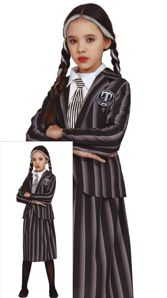 FIESTAS GUIRCA Gothic Family Girl School Uniform Fancy Dress - Gothic Girl Costume - Halloween Girls Costumes 10-12 years