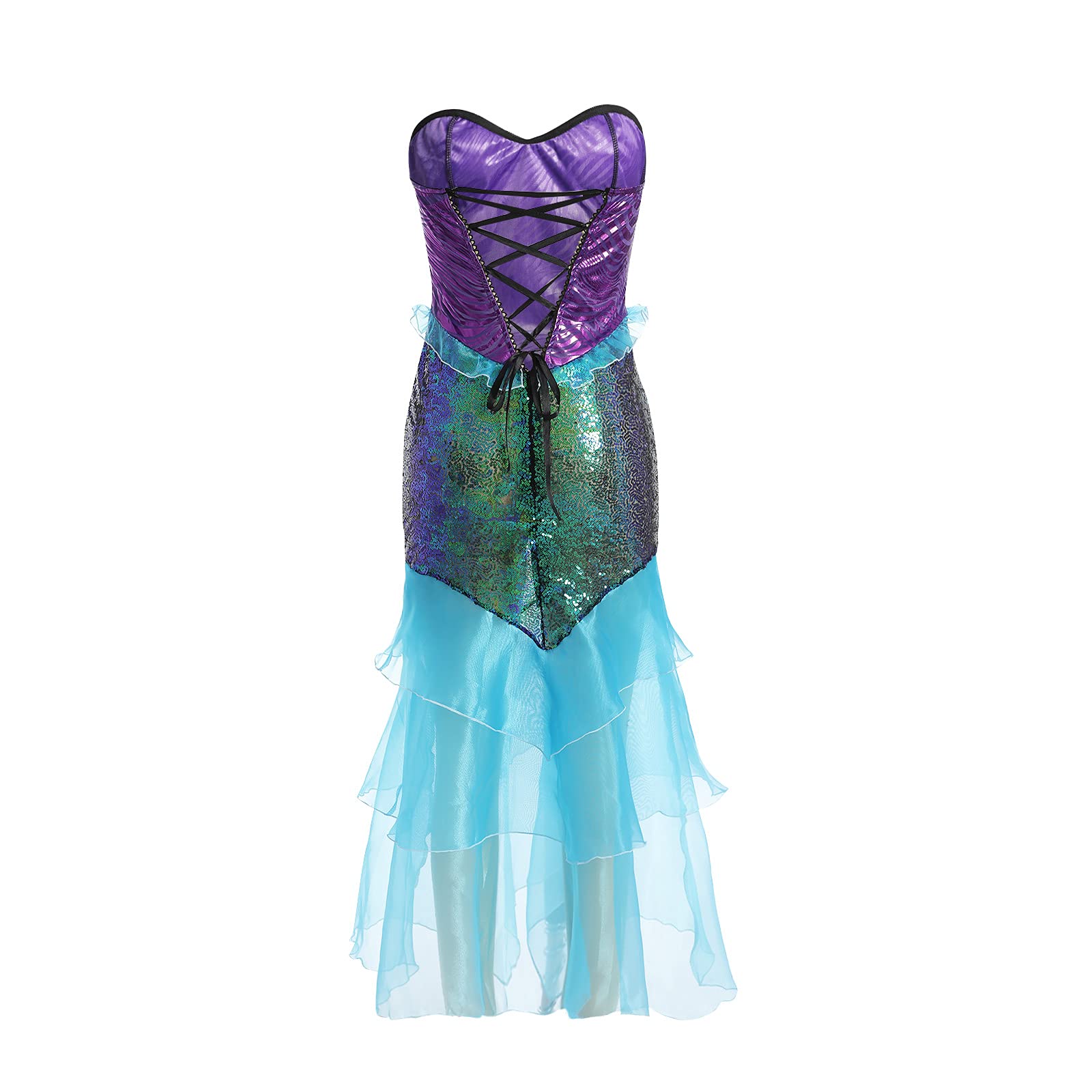 Women's Mermaid Ladies Ruffle Sequin Fairytale Book Fancy Long Tail (image 6)