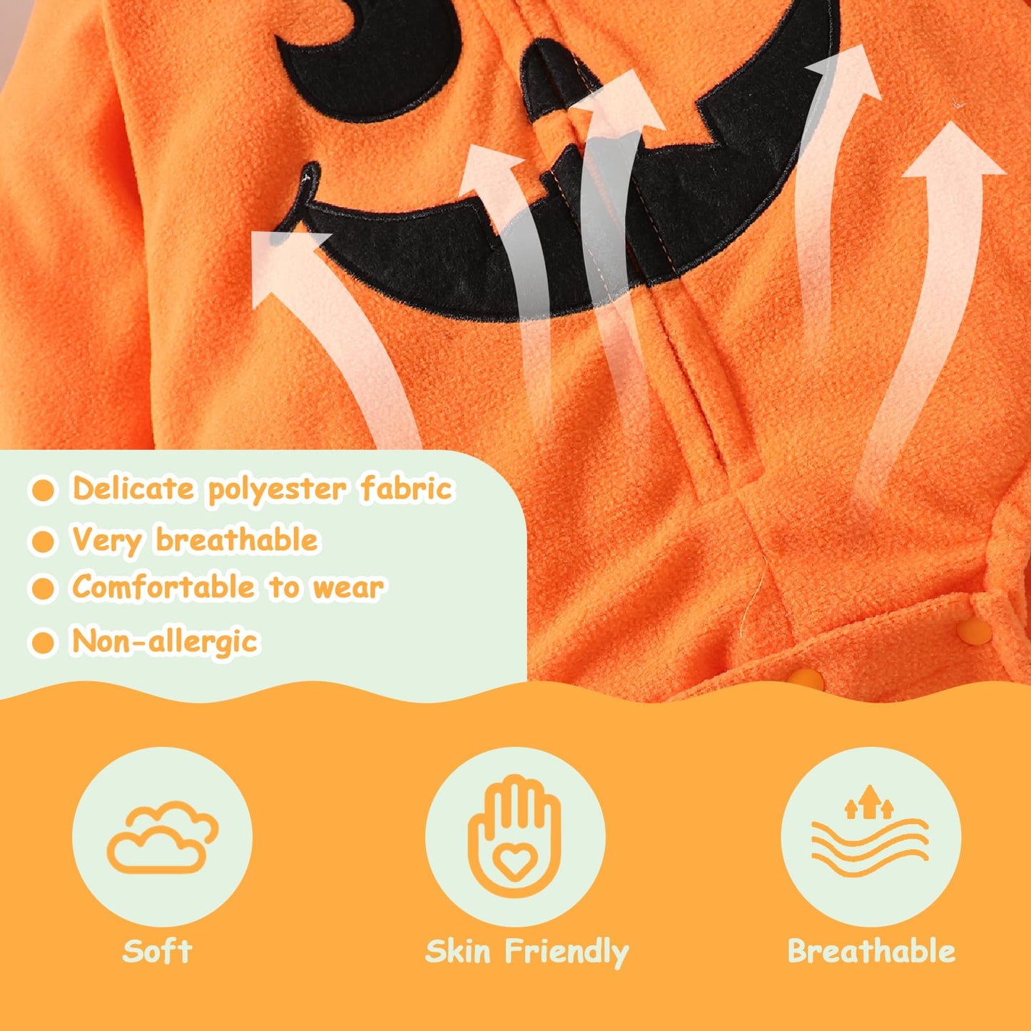 TenhCreek Baby Pumpkin Costume, Long Sleeve Baby Girls Boys Pumpkin Outfit, Soft Fleece Infant Pumpkins Outfit, Hooded Babys Pumpkins Costumes with Footed Pants Set, Babies Halloween Clothes (0-18M)