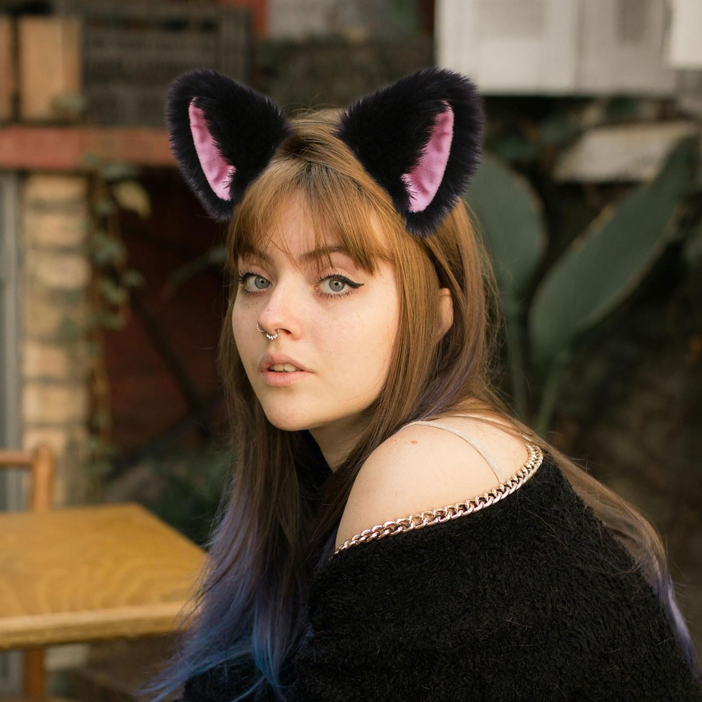 Cat Costume Fox Furry Animal Cat Ears Headband Faux Fur Fluffy Long (image 4)