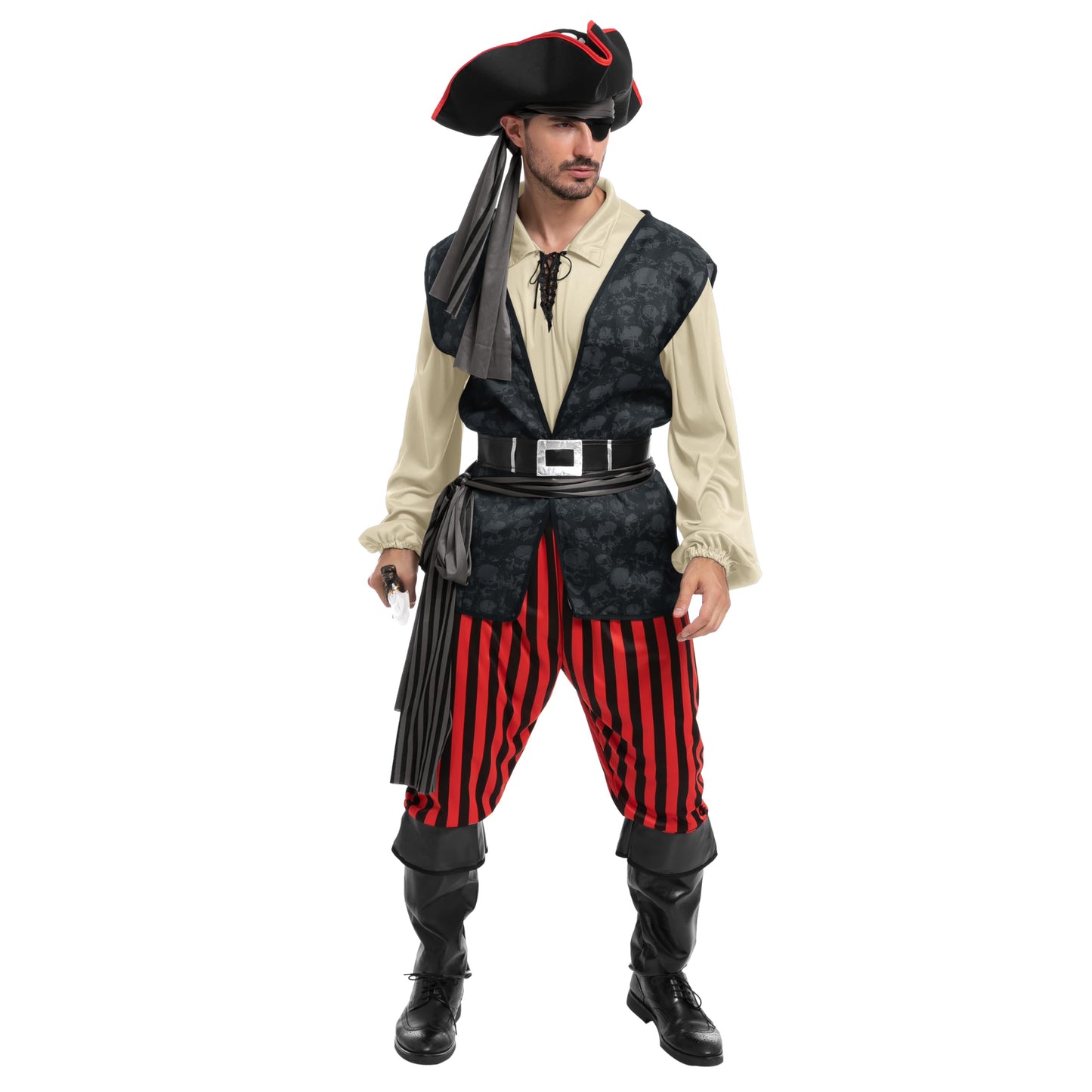Adult Men Beige Pirate Costume for Halloween - Costume Party
