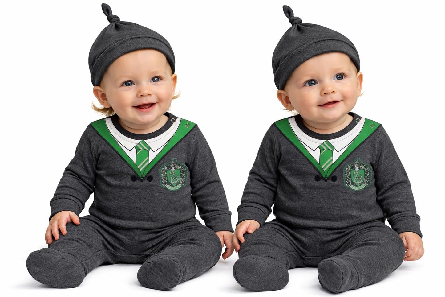 GWCC Licensed Harry Potter Baby Romper & Hat – Slytherin Baby Grow for Boys & Girls | Newborn Wizard Outfit, Infant Cosplay, Photoshoot & Halloween Costume Gift (3-6 Months)