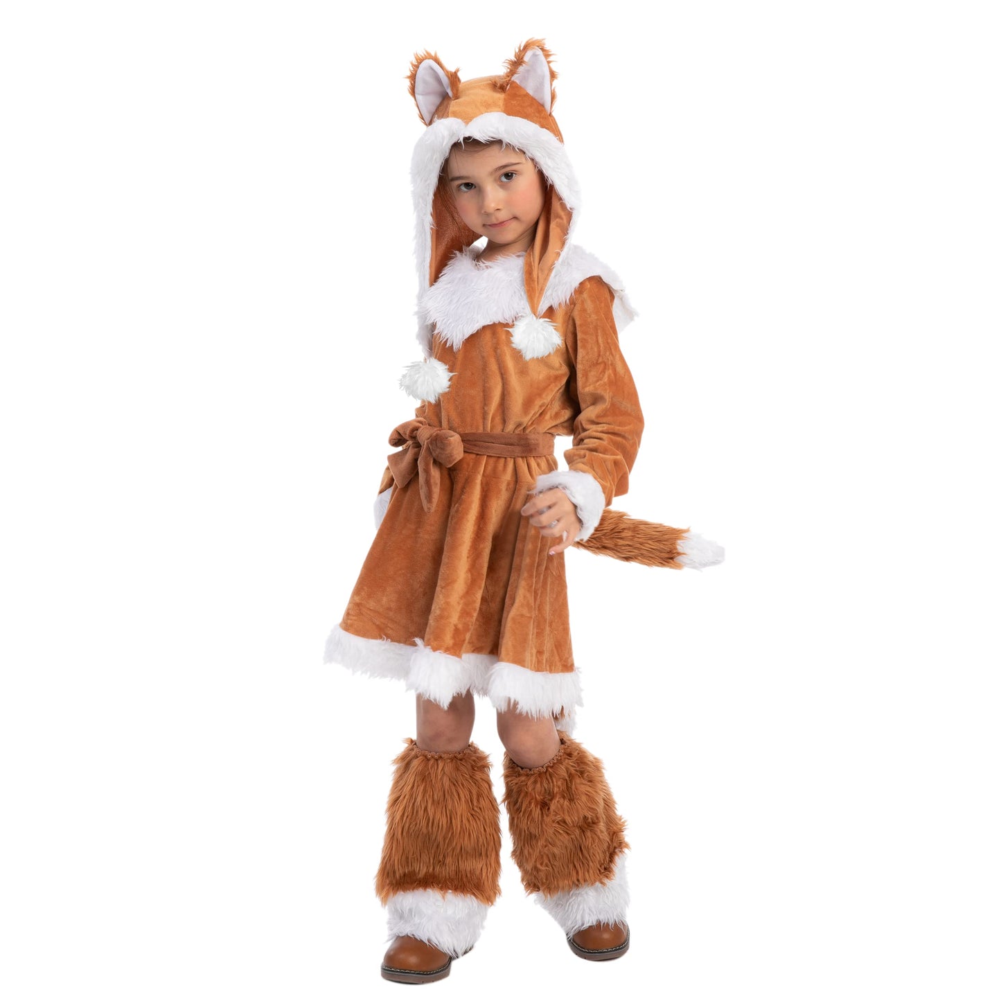 Spooktacular Creations Sweet Girls Fox Costume Set for Halloween Dress Up Party, Role-Playing, Carnival Cosplay, Jungle-Themed Party (Medium (8-10 yrs))