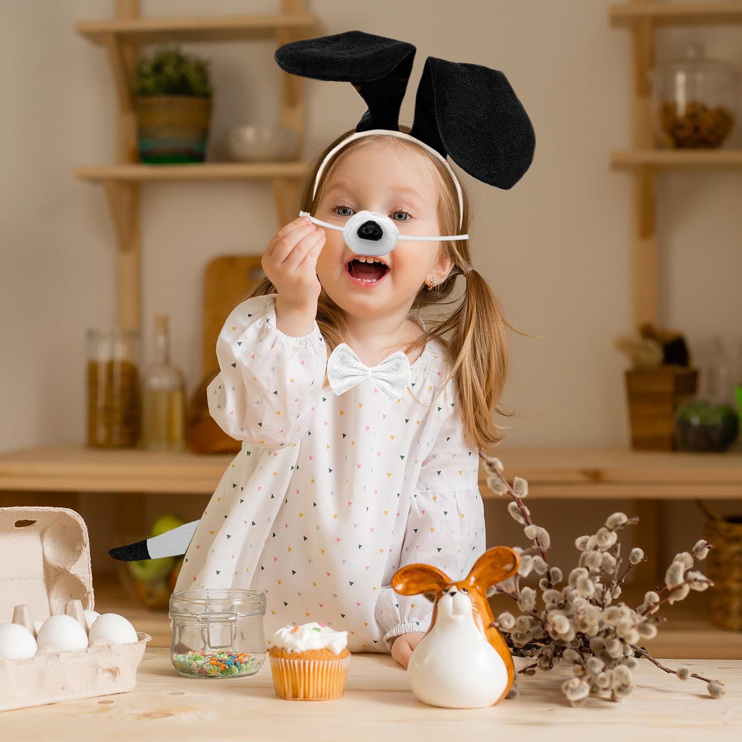 Black and White Puppy Dog Costume Set - Fancy Dress Dog Costume Set