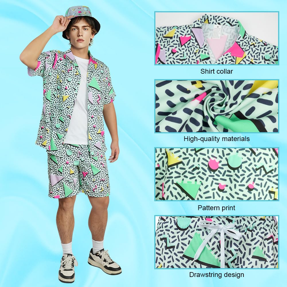 80s 90s Outfit Retro Button Shirts - Hip Hop Costume Outfit Set (image 3)