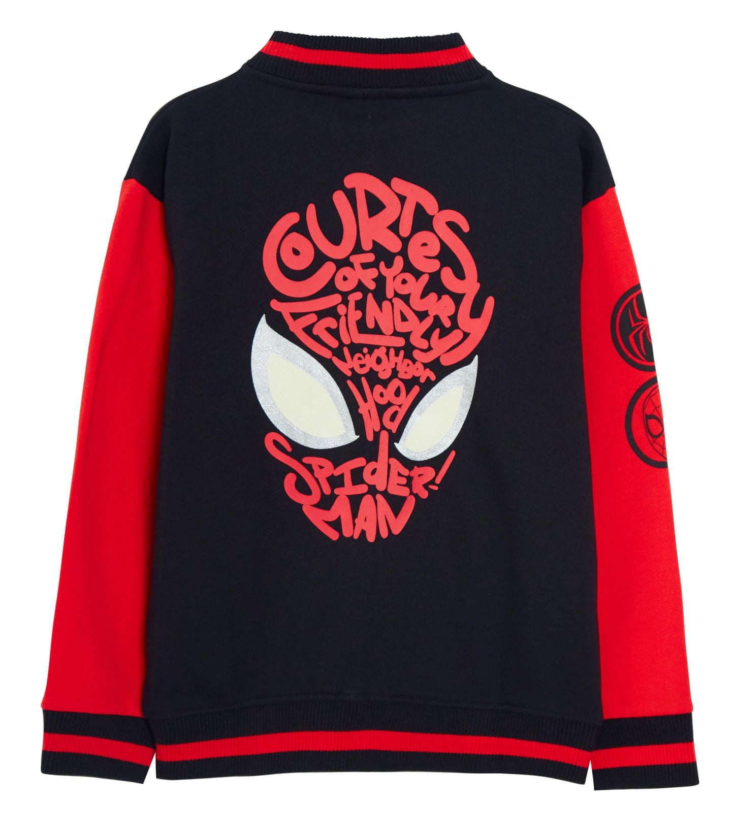 Boys Girls Spiderman Varsity Baseball Jacket With Glow In the Dark Eyes Kids Marvel Spidey Jacket Kids Warm Bomber Coat 7-8 Years