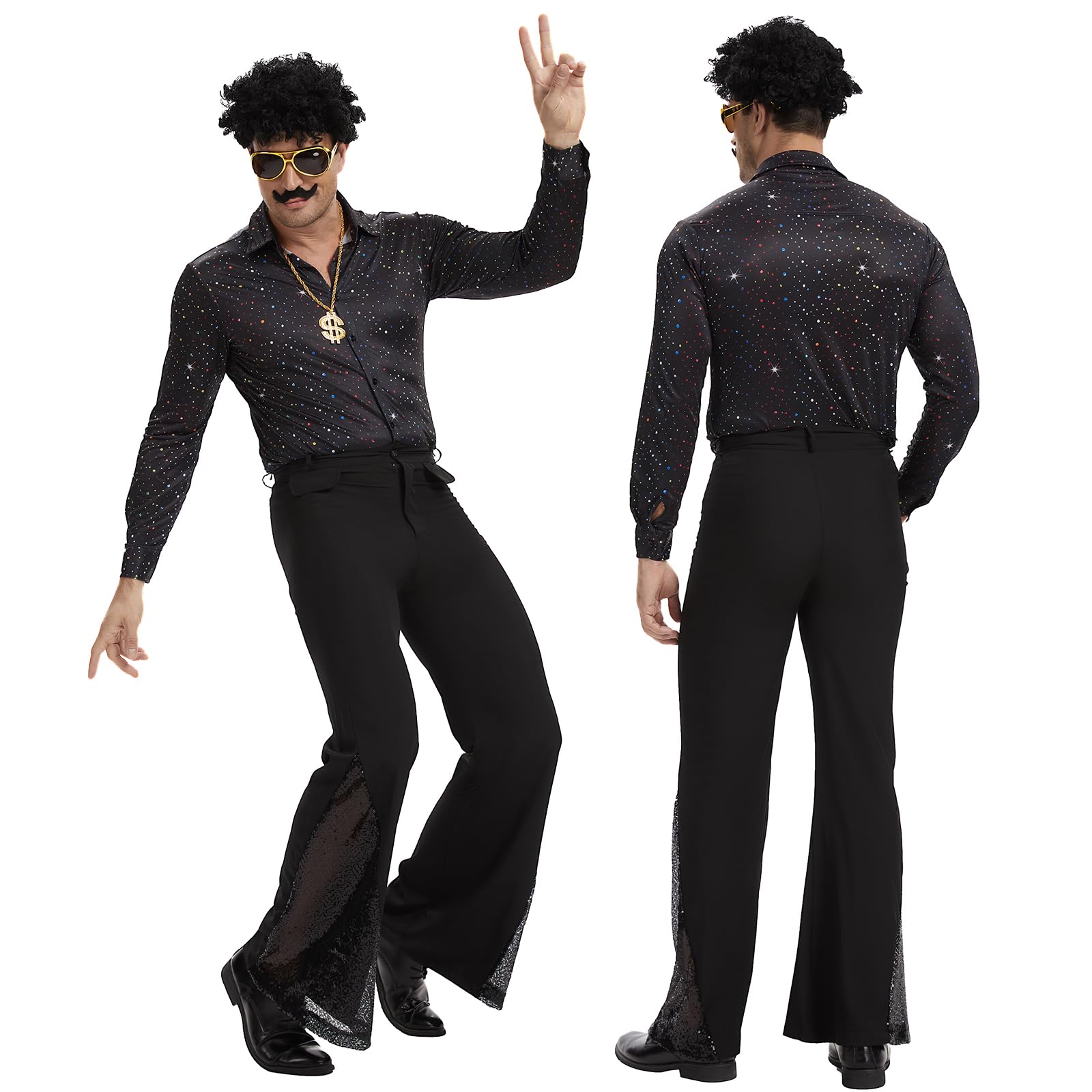Disco Hippie Costume Set for Adults- Retro 70s-80s Style Outfit (image 2)