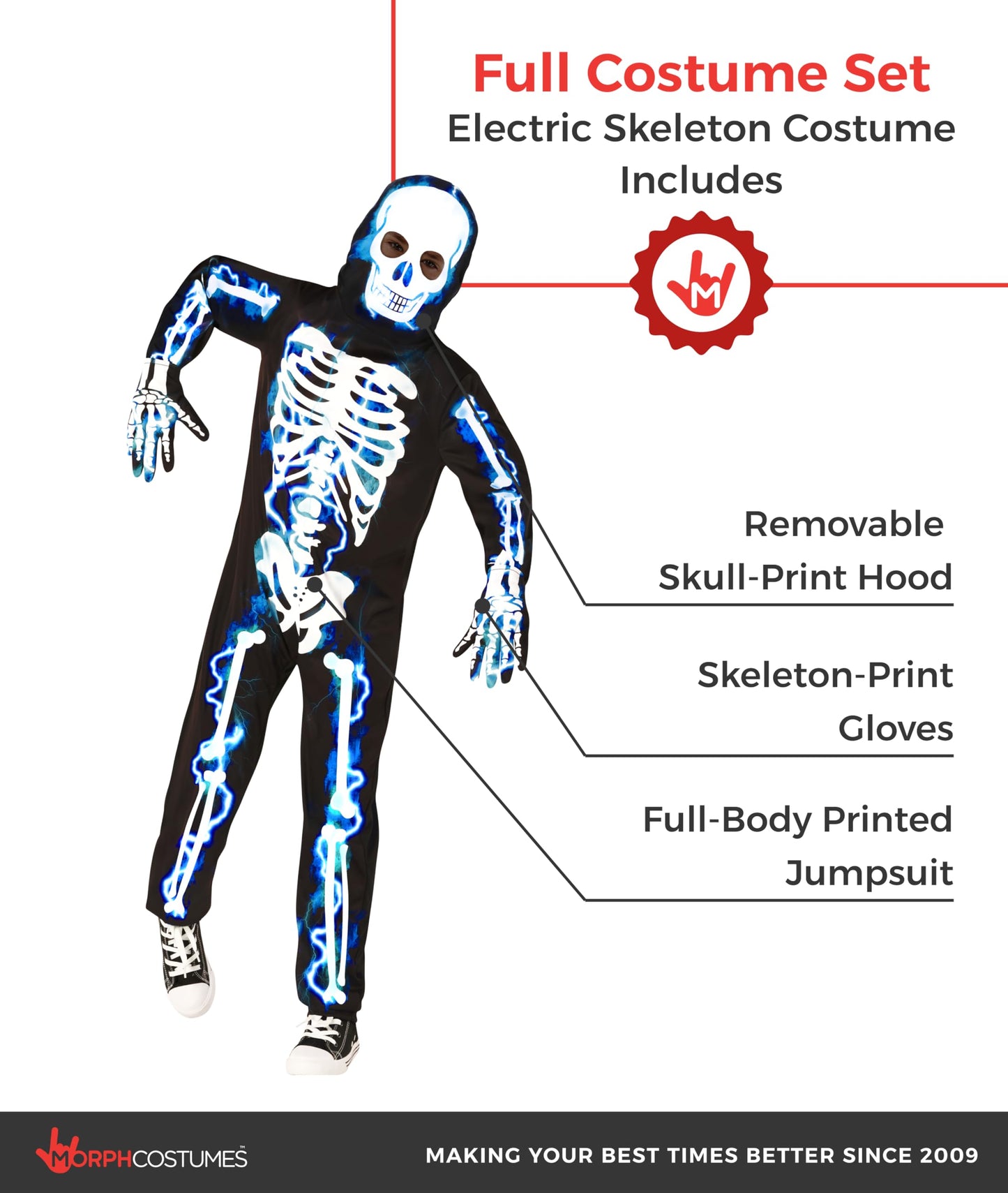 Morph Blue Skeleton Costume Kids, Halloween Costumes Skeleton Kids, Halloween Costumes For Kid, Medium