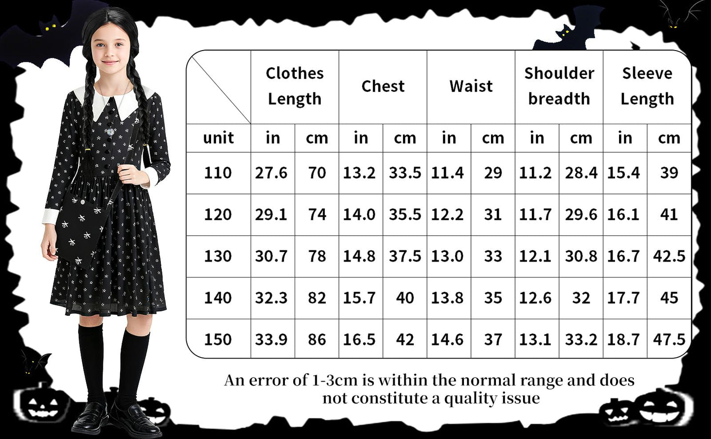 Dacnod Gothic Black Dress Black Princess Costume Dress Girls Gothic School Fancy Dress with Accessories for Carnival Halloween Cosplay Party