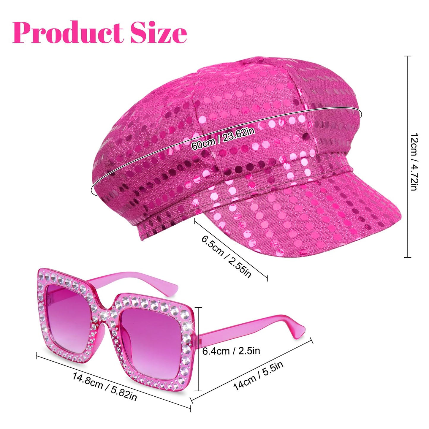 Pink Glitter Hat for ABBA Accessories Women with Sequins Hat Bling (image 2)