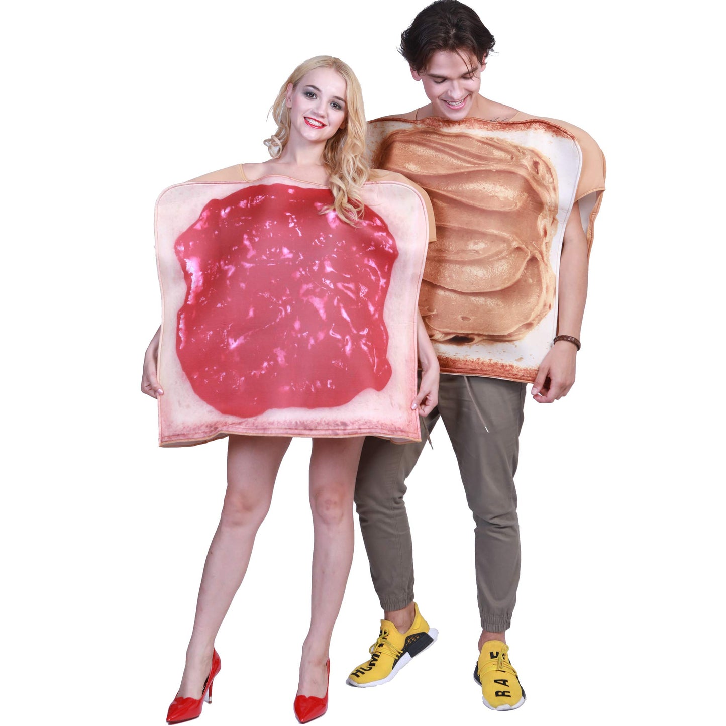 EraSpooky Adult Food Breakfast Toast Bread Peanut Butter and Jam Costume Fancy Dress Plus Size Halloween Party Funny Outfit for Women Men