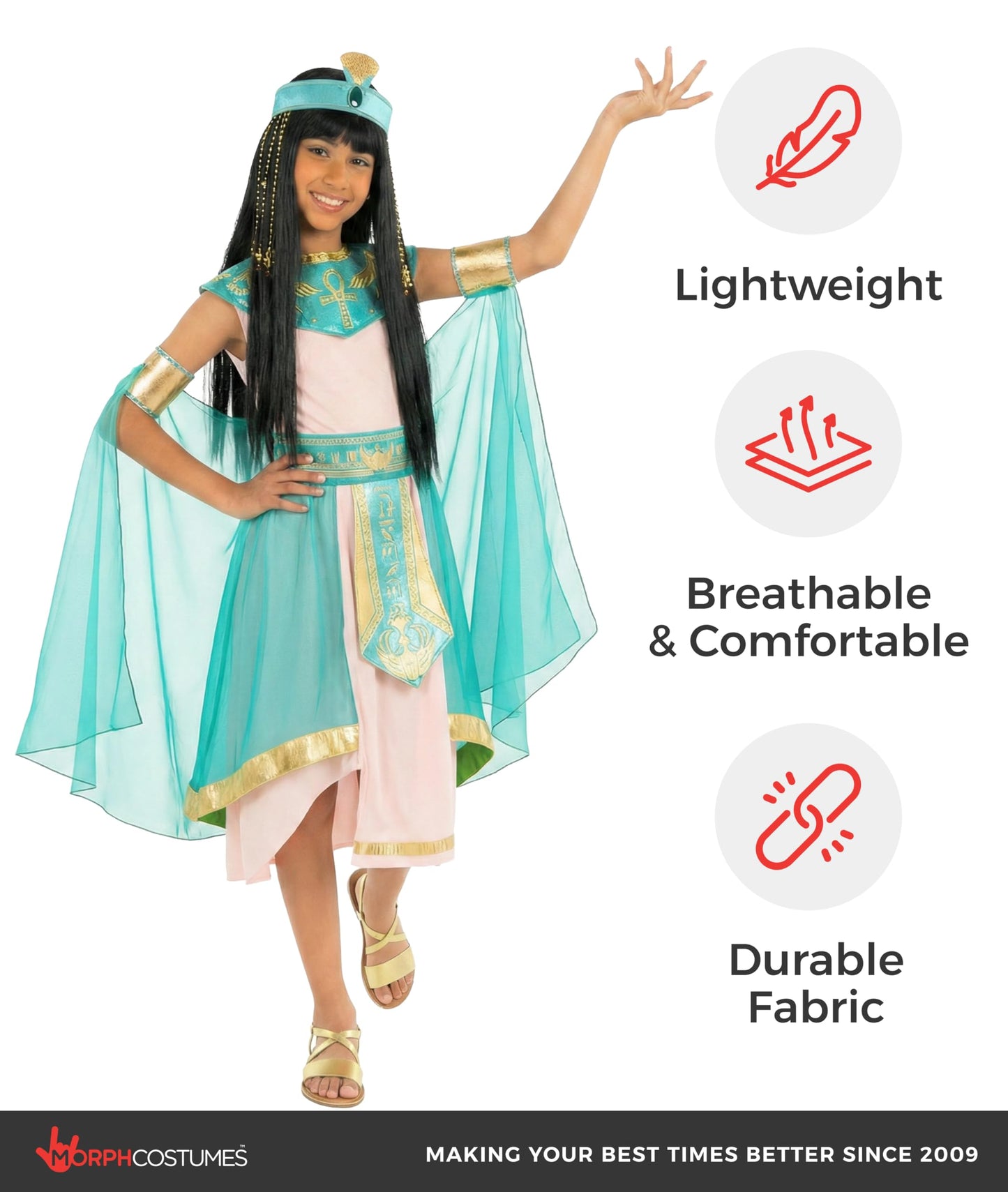 Morph Queen Cleopatra Costume Kids, Egyptian Costumes For Girls, Girls Egyptian Costume, World Book Day Costumes For Girls 12-14 Years