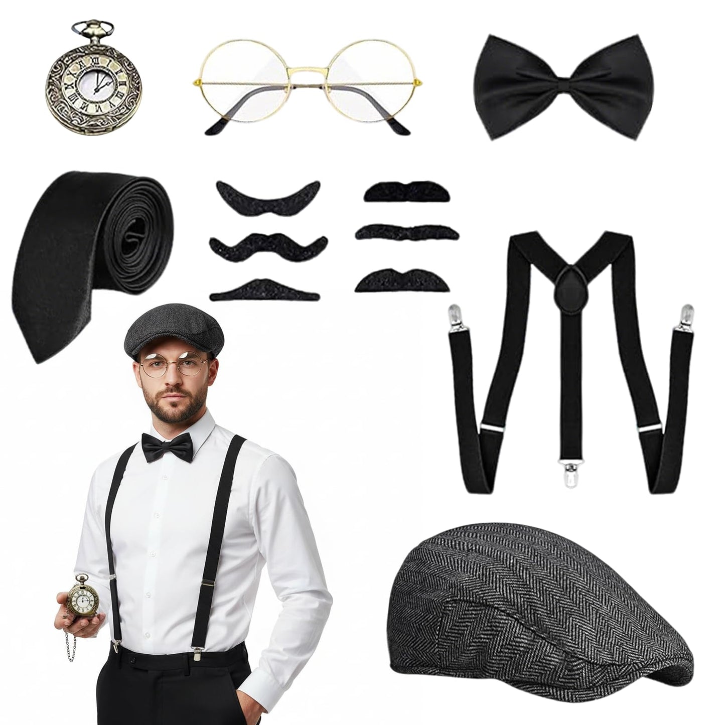 20s Costume Men's Accessories - Mafia Peaky Blinders Gatsby