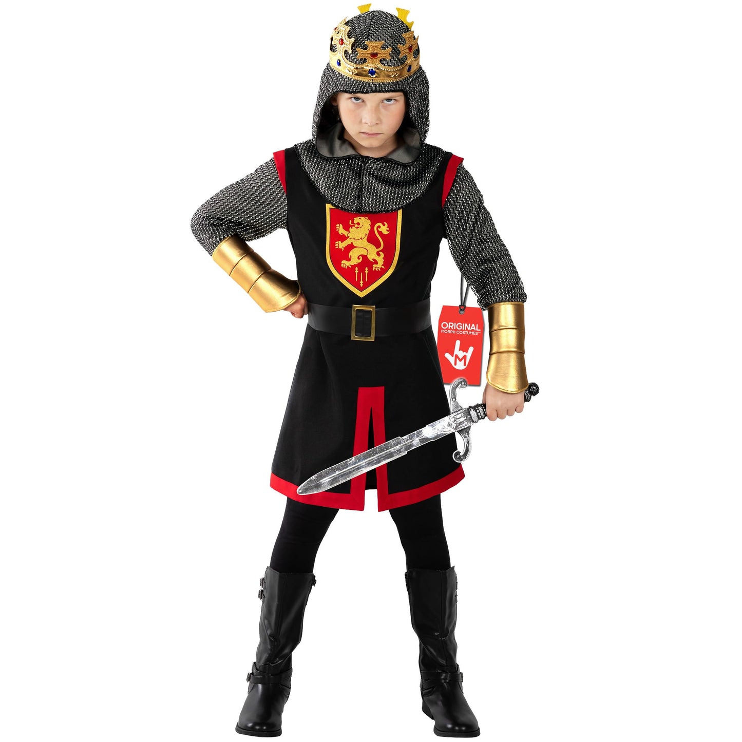 Morph Medieval Knight Costume For Boys, Knight Costume Kids, Halloween Costumes For Boys Warrior Costumes Kids XL