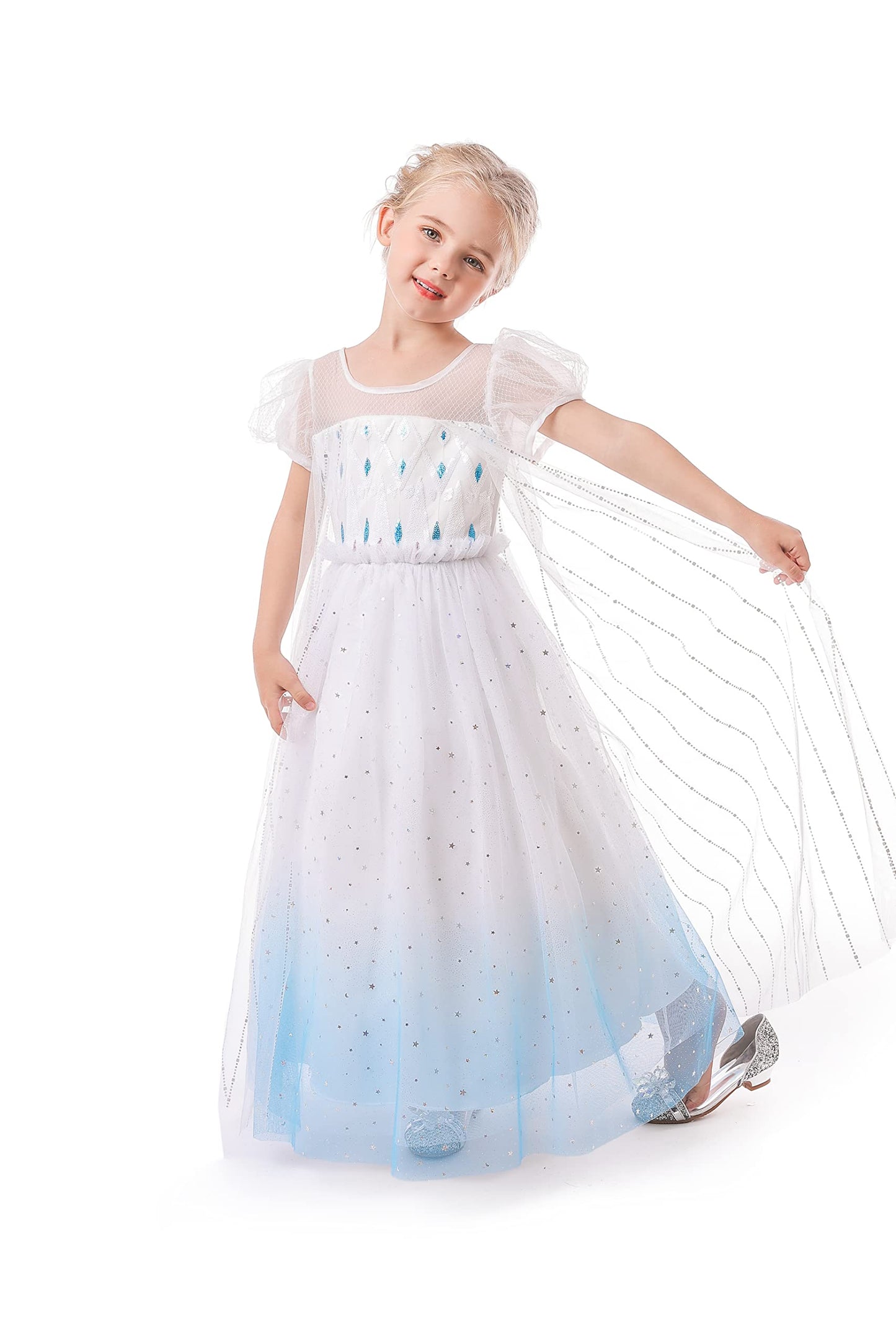 ELSA & ANNA Princess Costumes for Girls - Snow Queen Fancy Dress for Girls - Princess Dress Up - Girls Fancy Dress for Parties, Birthdays, Cosplay & Halloween - Fancy Dress Girls - 3-4 Years EL2102