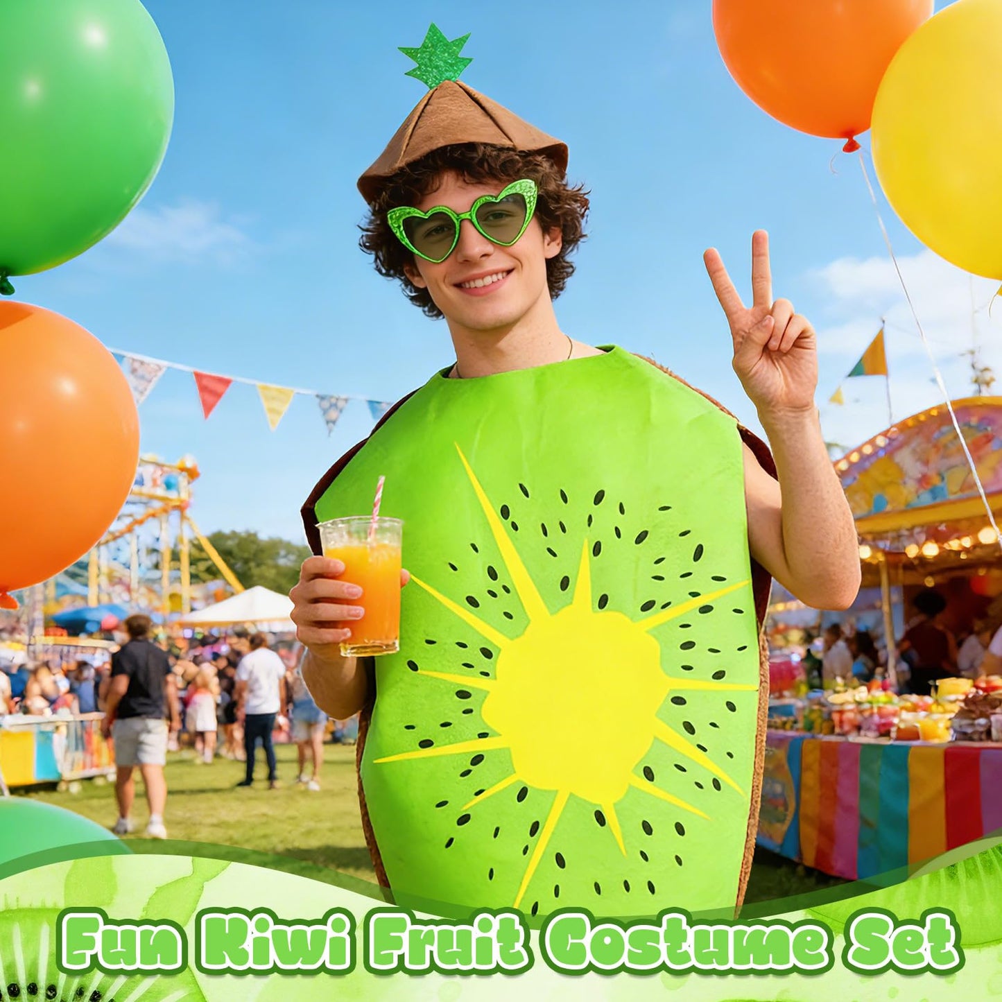 Kiwi Fruit Costume for Adults - Funny Fruit Fancy Dress Kit (image 5)