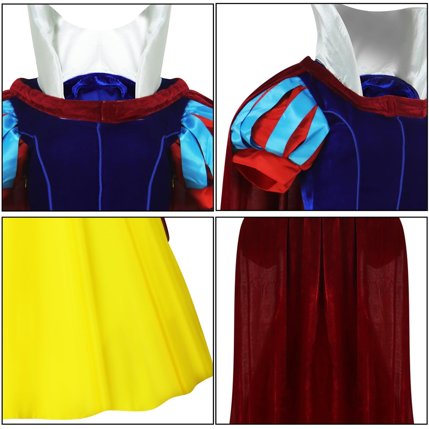 AYYOHON Snow Princess White Costume Women Puff Sleeves Fairytale Dress with Cape Halloween Role Cosplay Outfits for Adult XS