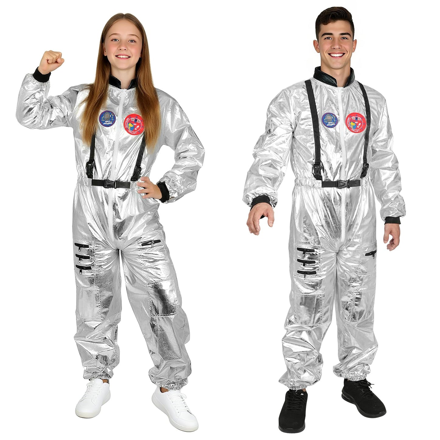 Astronaut Costume Adult Silver Astronaut Jumpsuit Costume Men Women