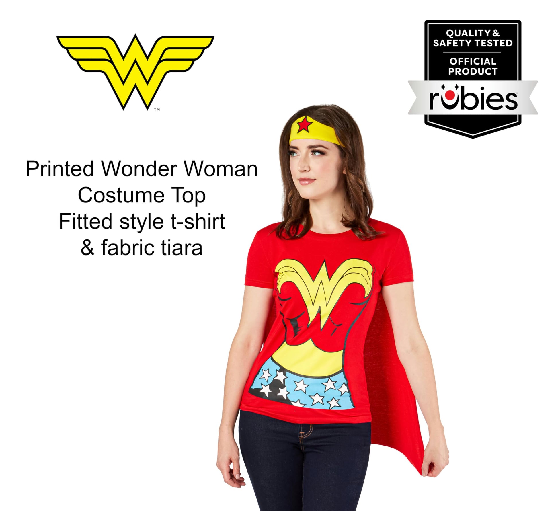 Official Ladies Wonder Woman T-Shirt Set - Adult Costume - Halloween (image 2)