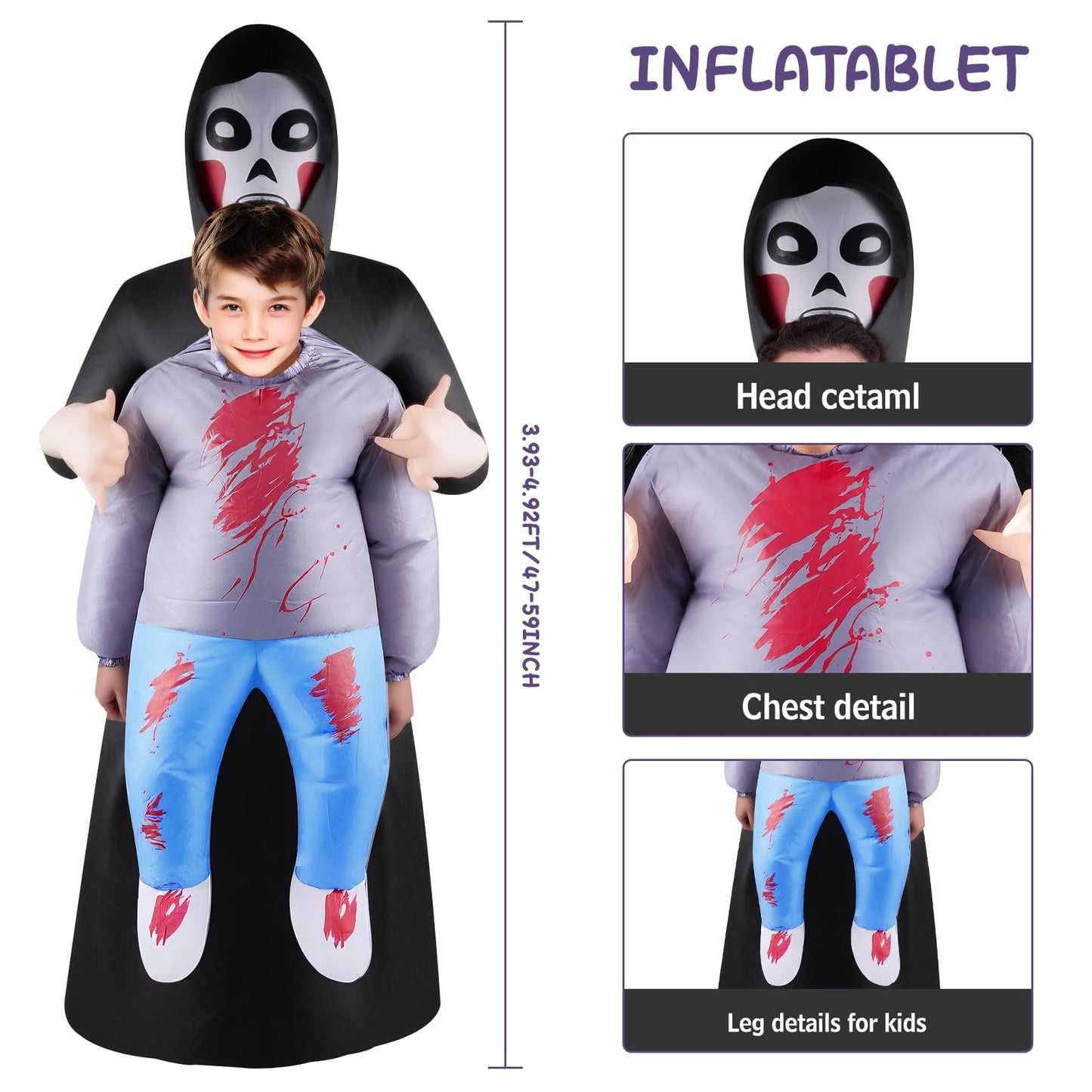 Lustwieta Inflatable Grim Reaper Costume, Grim Reaper Mens Costume, Mens Halloween Costumes Scary, Fancy Dress Outfit One Size (Teens)