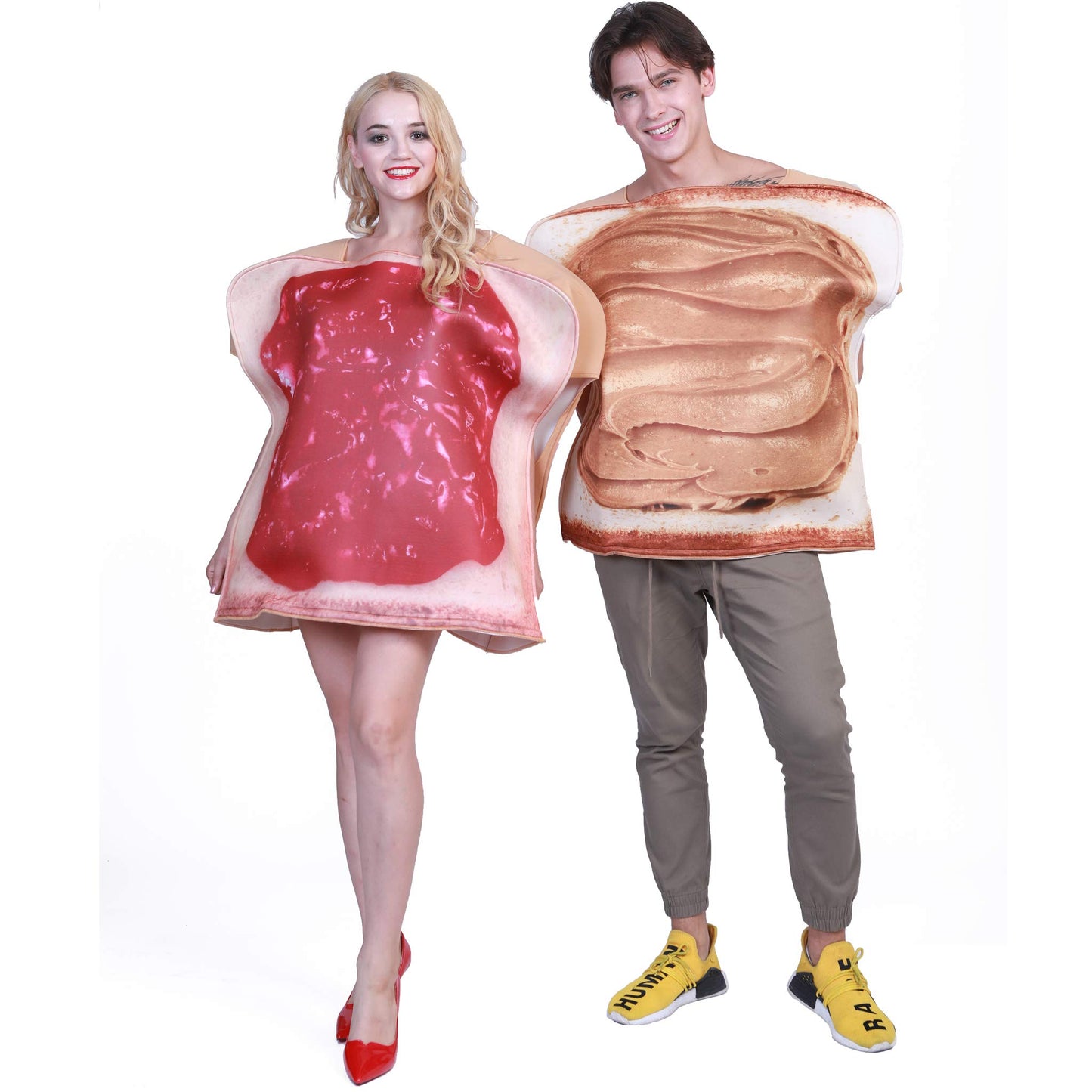 EraSpooky Adult Food Breakfast Toast Bread Peanut Butter and Jam Costume Fancy Dress Plus Size Halloween Party Funny Outfit for Women Men