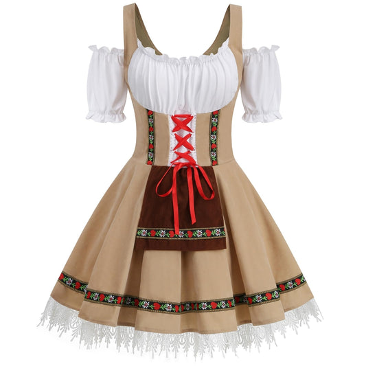 Oktoberfest Dirndl Dress - Women, Khaki, Small