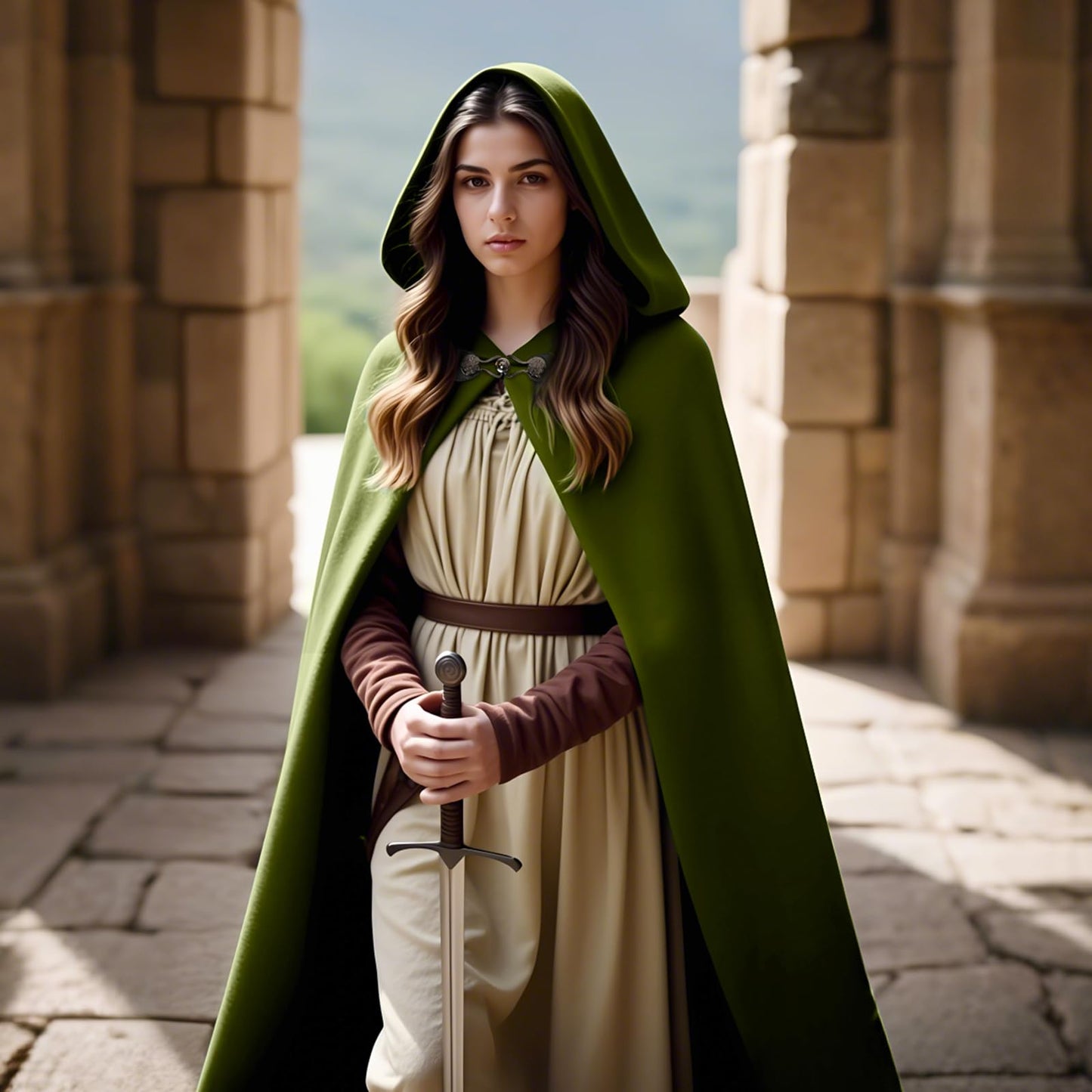 Medieval Coat with Hood Velvet Carnival Party Halloween Cape (image 5)