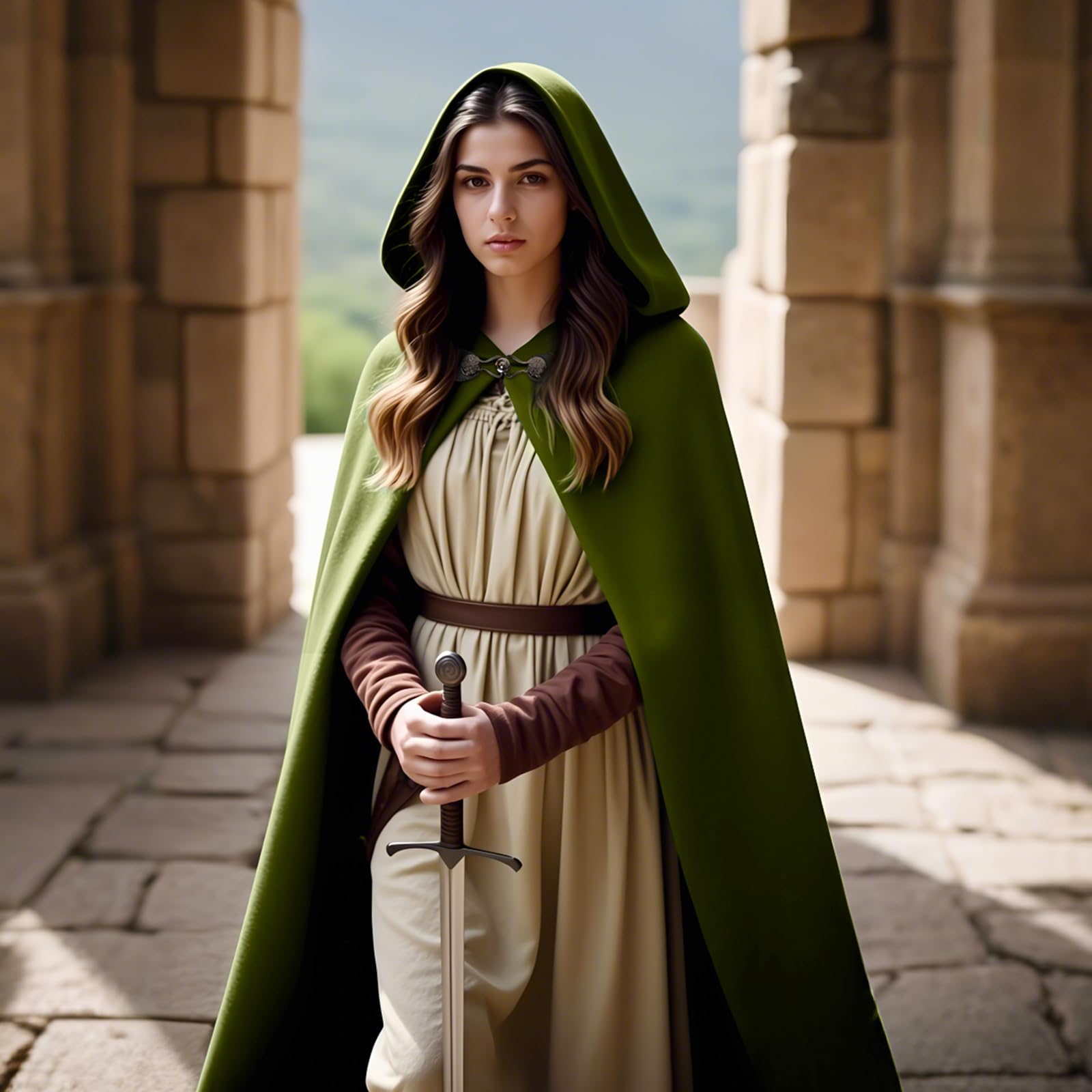 Medieval Coat with Hood Velvet Carnival Party Halloween Cape (image 5)