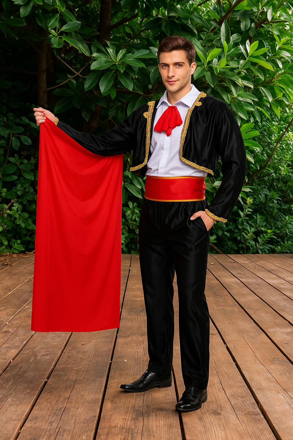 HENBRANDT Adult Men's Matador Deluxe Fancy Dress Costume - Spanish Traje de Luces Bullfighter Outfit with Red Cape, Traditional Cultural Costume One Size Fits Most