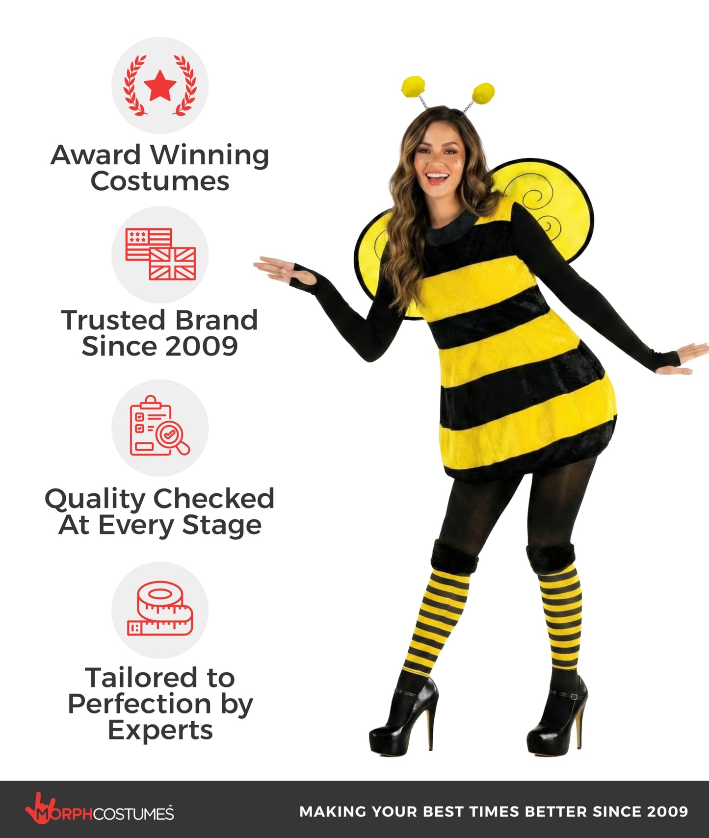 Women's Bee Costume Adult Bumblebee Halloween Outfit Queen Bee