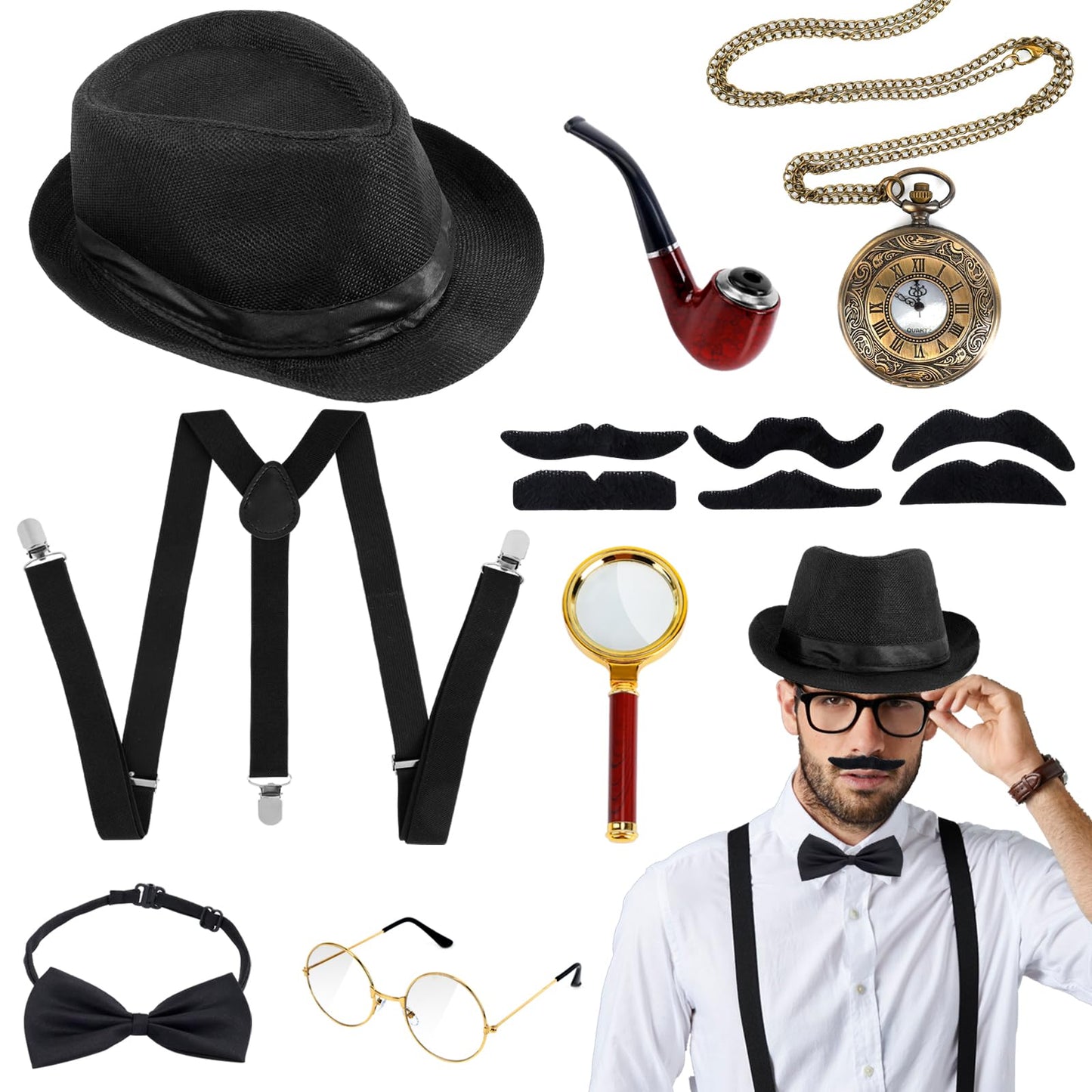 20s Costume Men's Gatsby - Peaky Blinders Costume with Hat Glasses