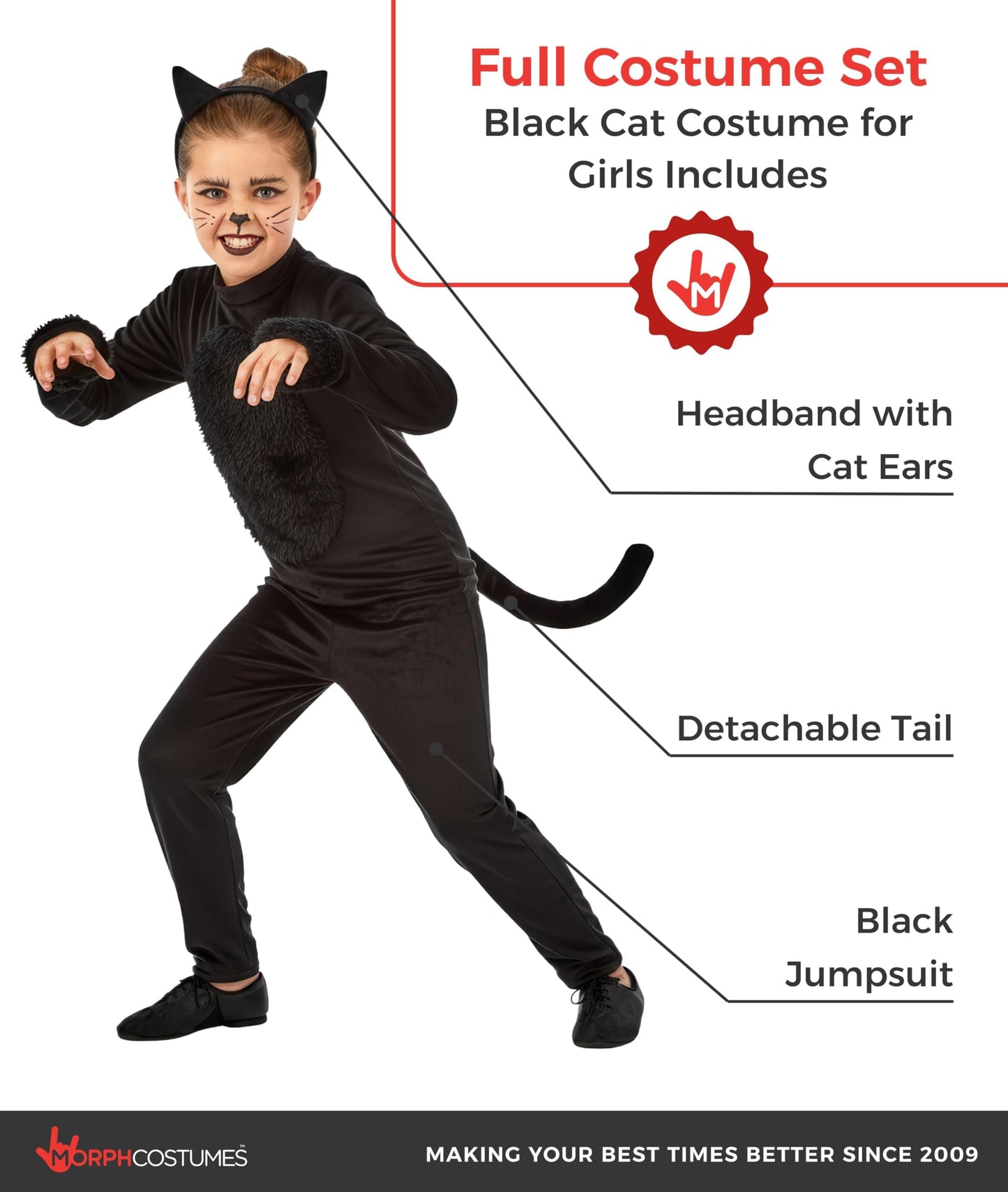 Black Cat Costume for Girls - Cat Costumes for Kids - World Book (image 2)
